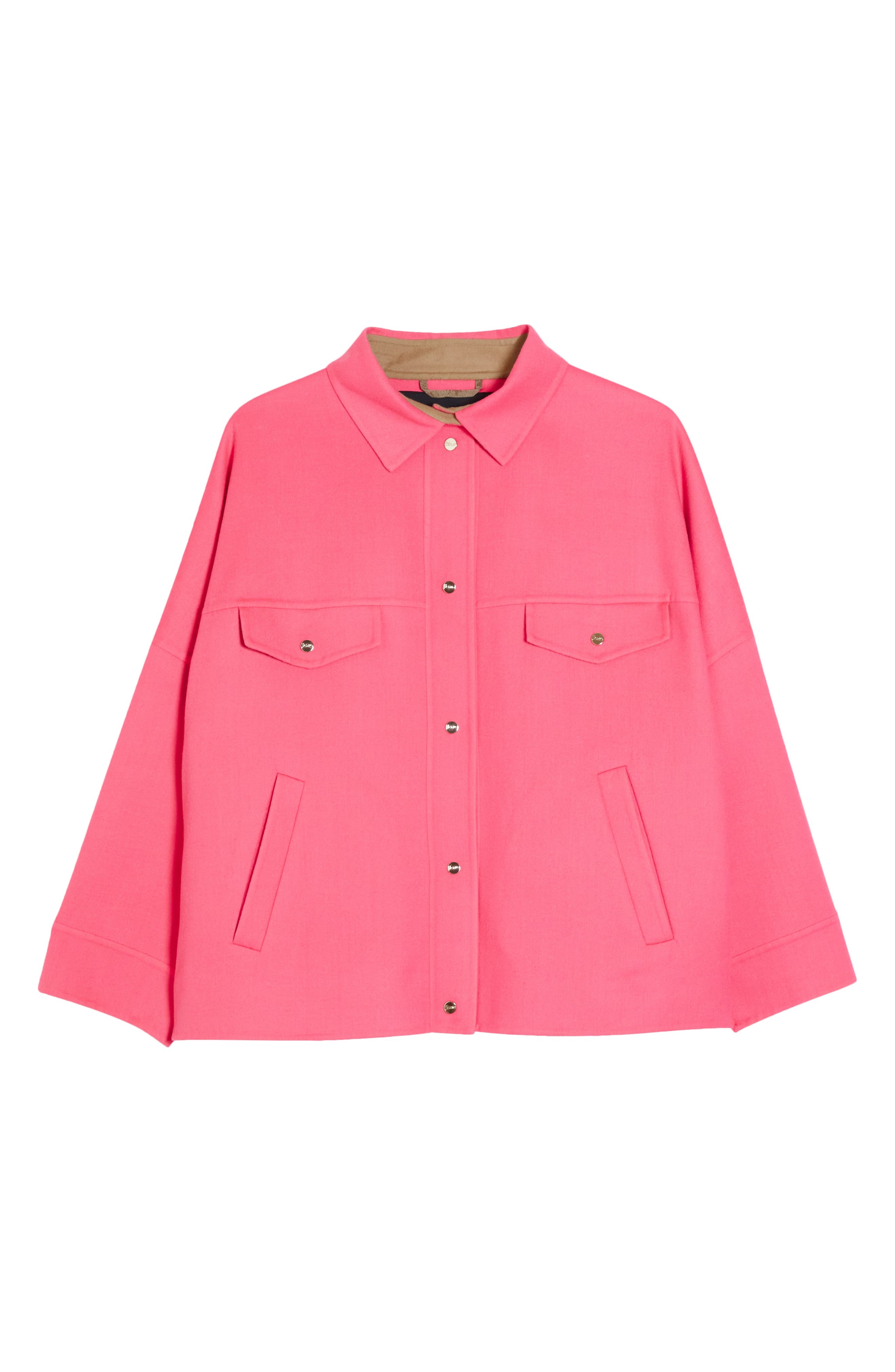 Herno Oversize Water Resistant Double Layer Wool Bomber Jacket in 4220 /Fluo Pink W/Camel at Nordstr - 1