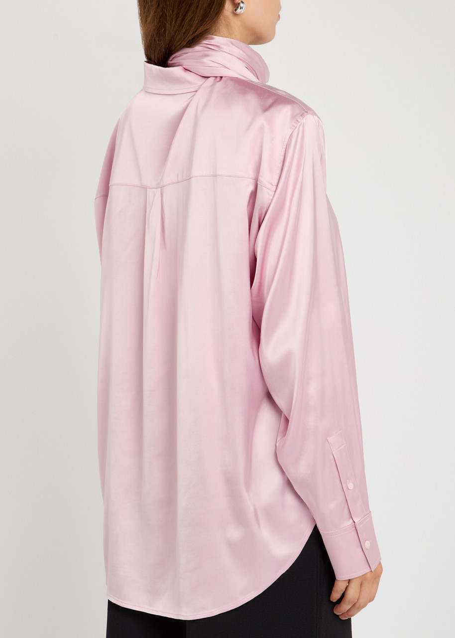 Acne Studios Sinton Scarf-effect Stretch-satin Shirt - 3
