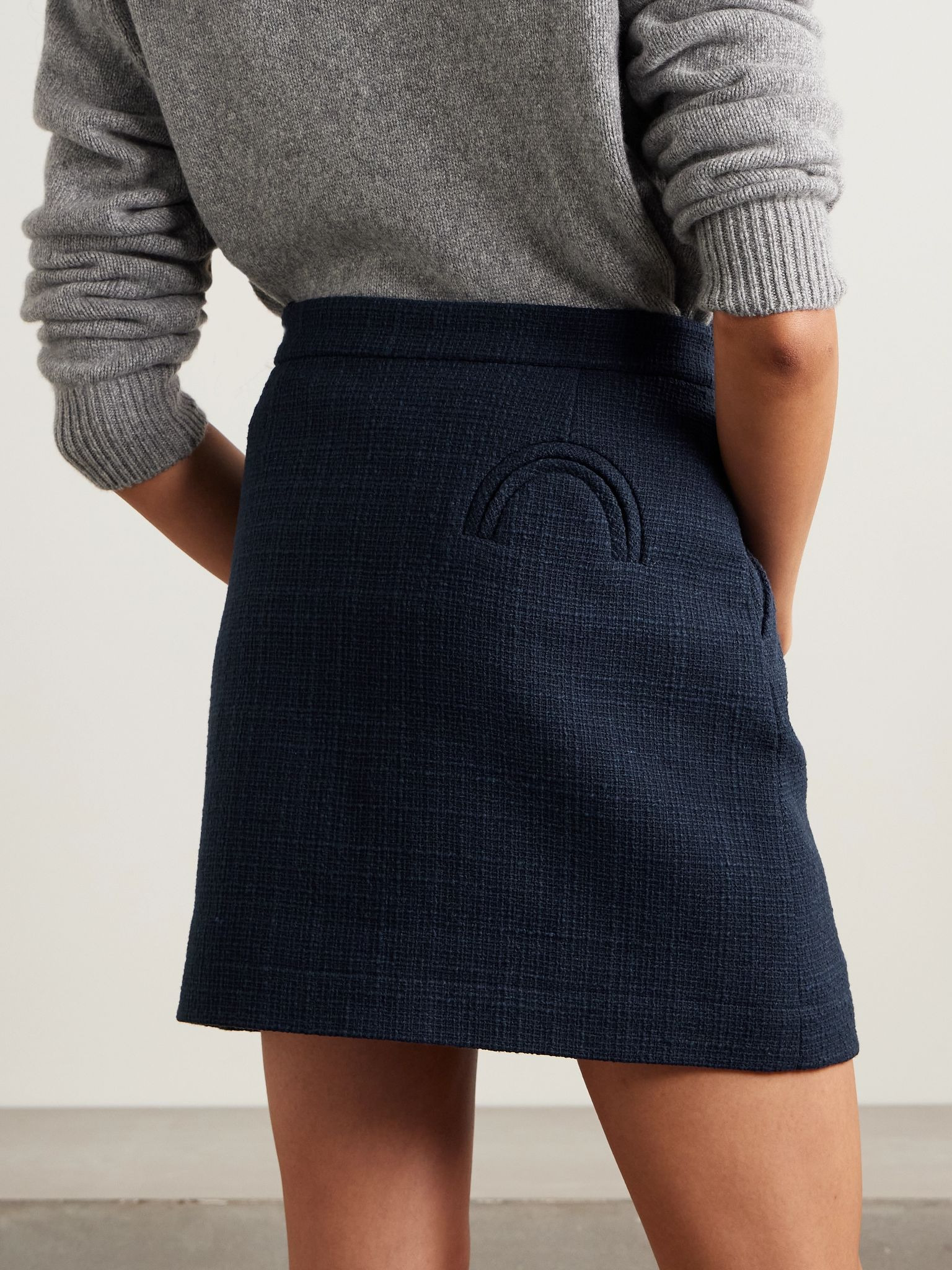 Missy Appaloosa cotton-blend tweed mini skirt Navy - 4