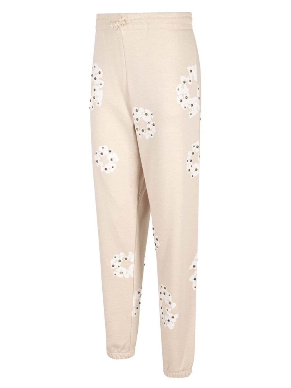 Rhinestone Cotton Wreath-print track pants - 3