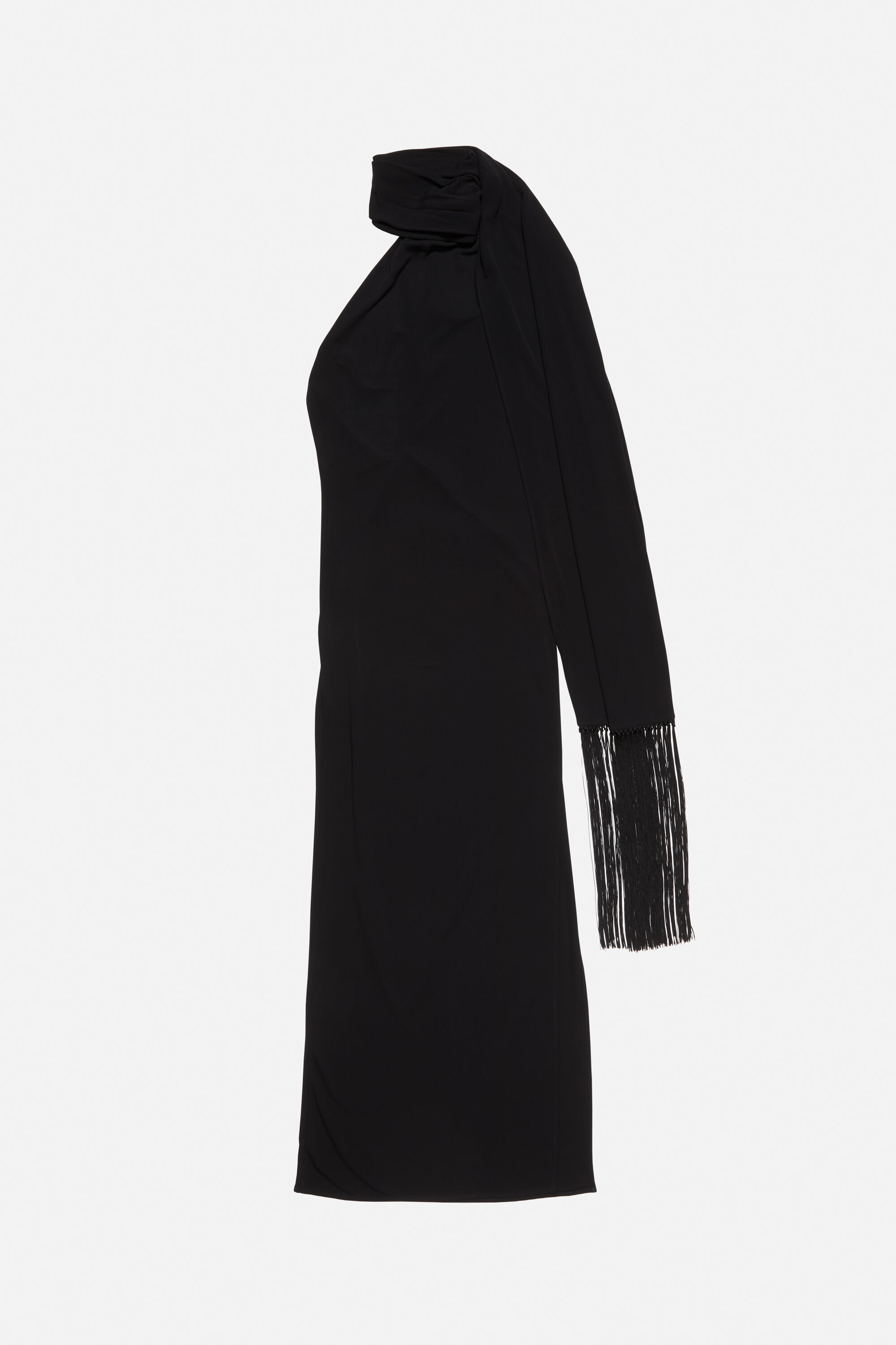 Draped satin dress - Black - 6