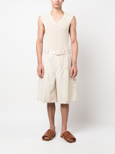 Jil Sander belted-waist wool bermuda shorts outlook