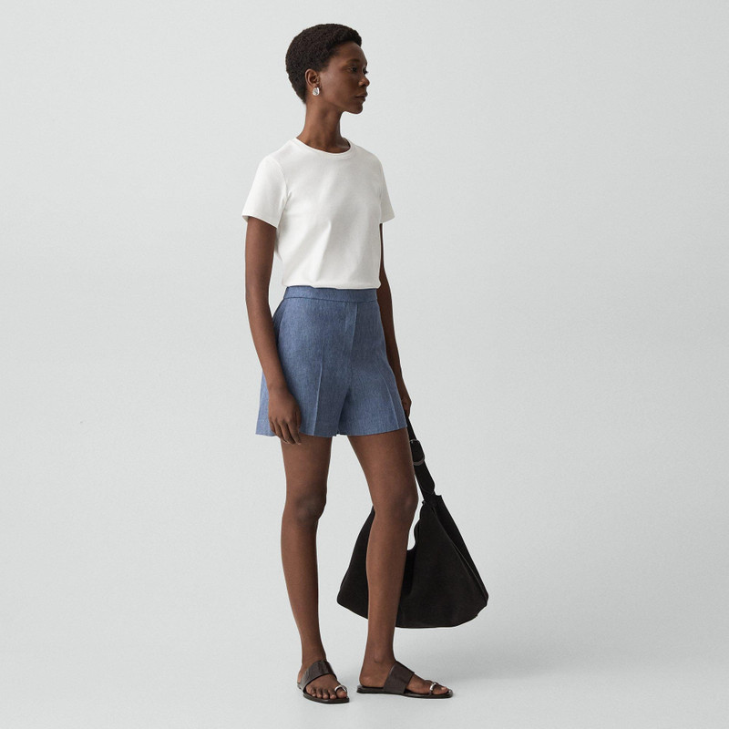 Wide-Leg Pull-On Short in Fluid Linen 2