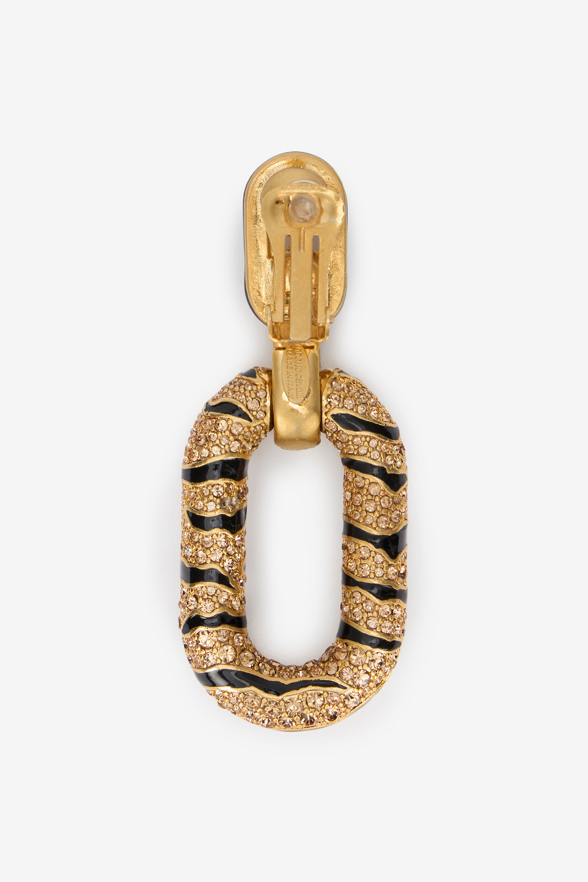 Golden Drop Earrings With Tiger Skin Pattern - 3