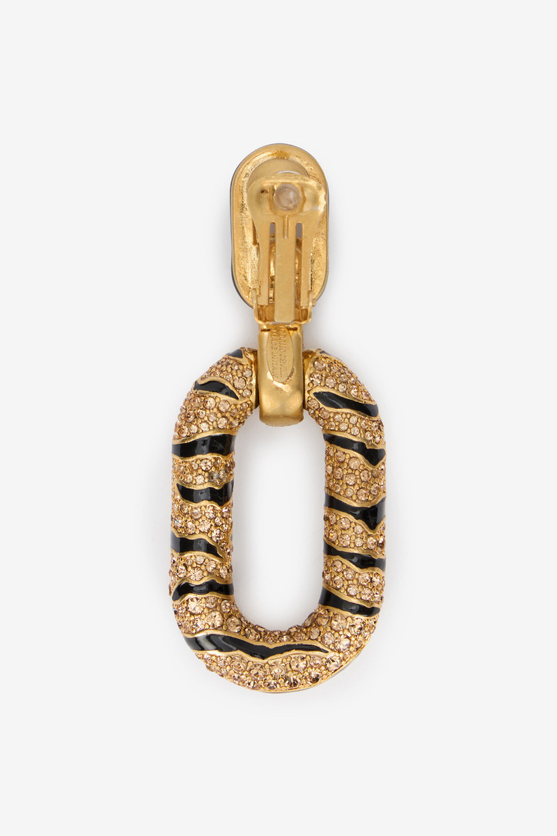 Golden Drop Earrings With Tiger Skin Pattern 3