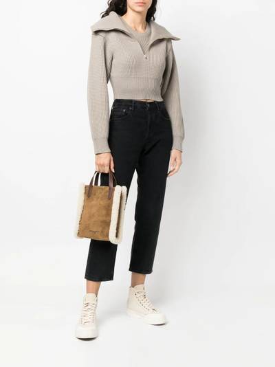 Golden Goose shearling-trim suede tote bag outlook