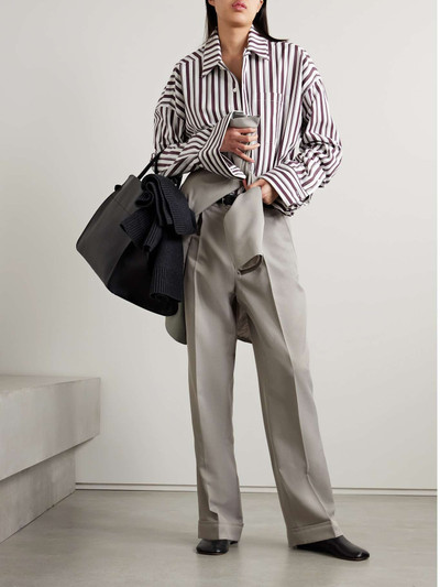 BETTTER + NET SUSTAIN asymmetric pleated wool-blend straight-leg pants outlook