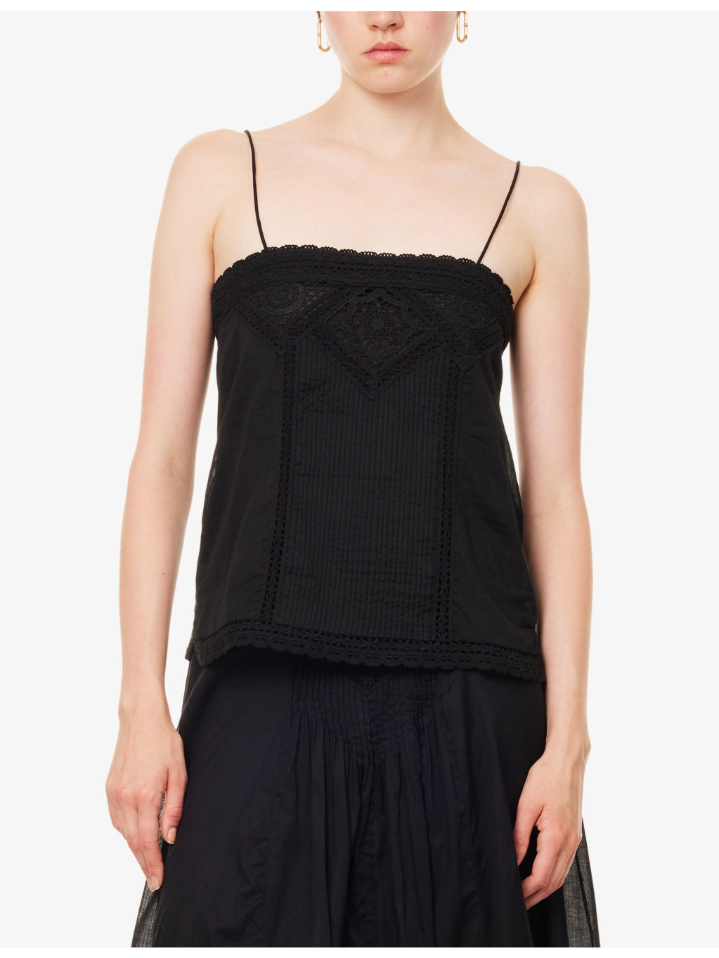 Gaelia Lace-Trim Cotton Camisole Top - 3