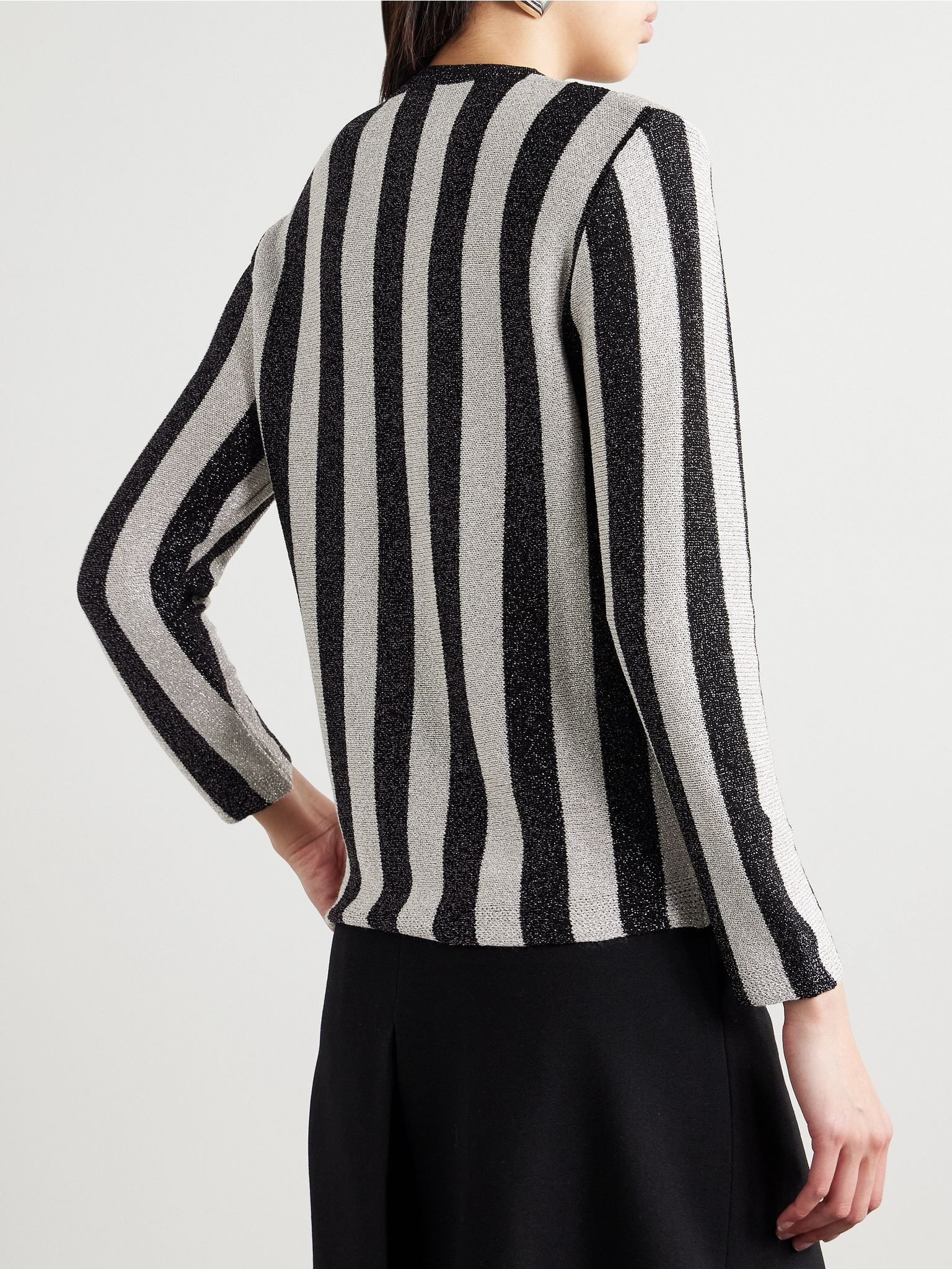 Grandstand metallic striped knitted cardigan Black - 4