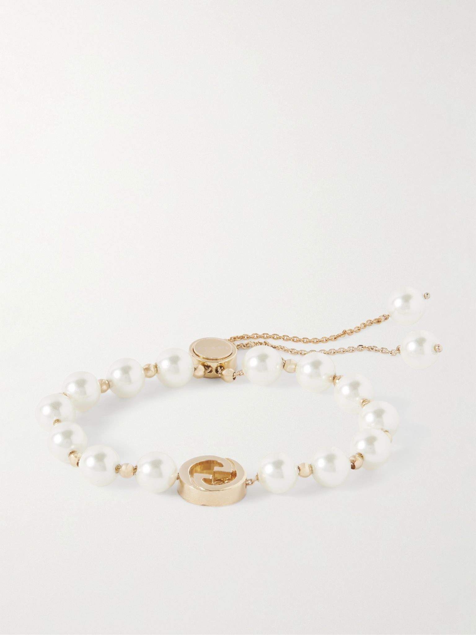 Interlocking gold-tone faux pearl bracelet Gold - 1
