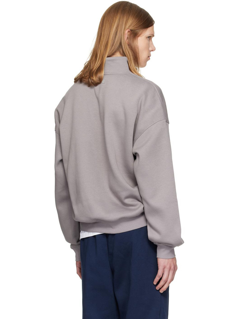 Gray Fleece Lounge Relaxed Quarter Zip Sweatshirt 3