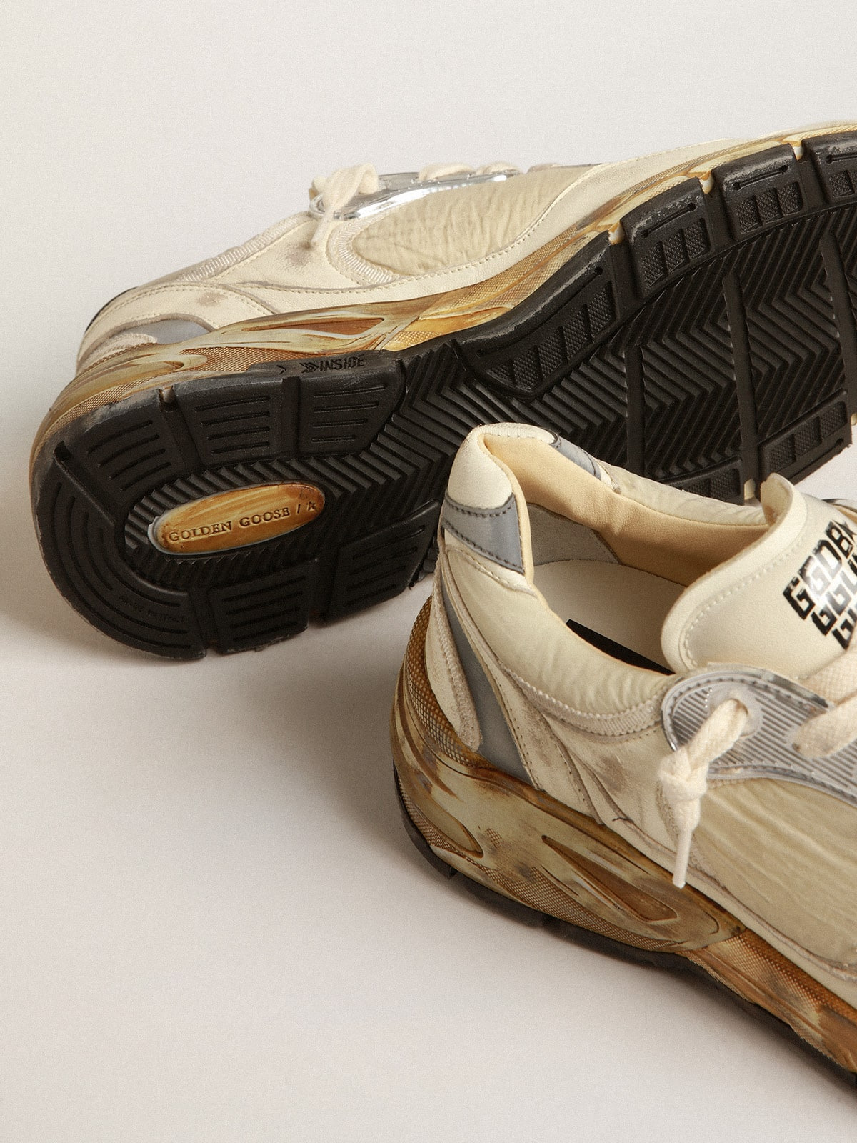 Men’s Dad-Star in beige nappa and nylon with white leather star - 3