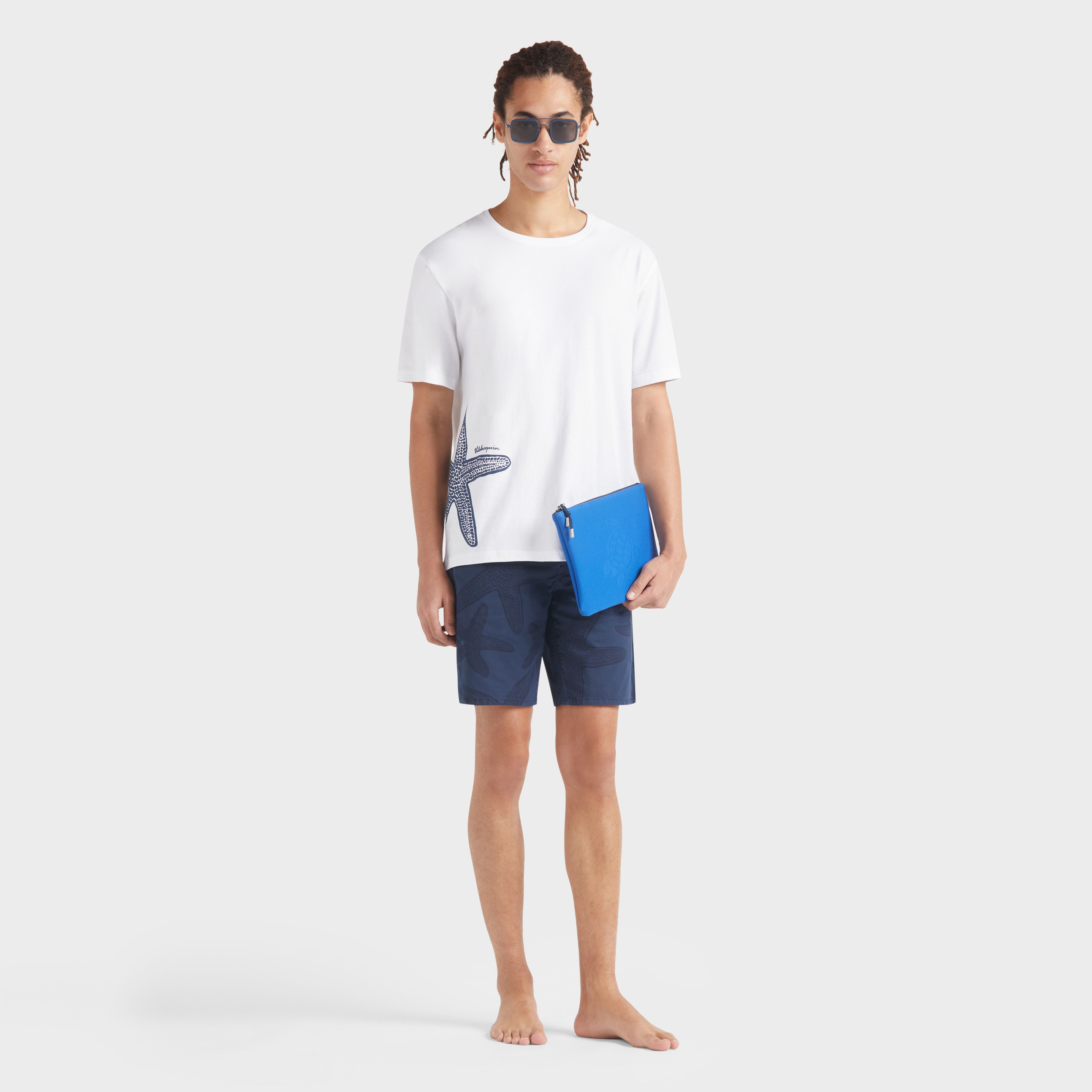 Men Bermuda Shorts Starfish Darkening Printed Gabardine - 5
