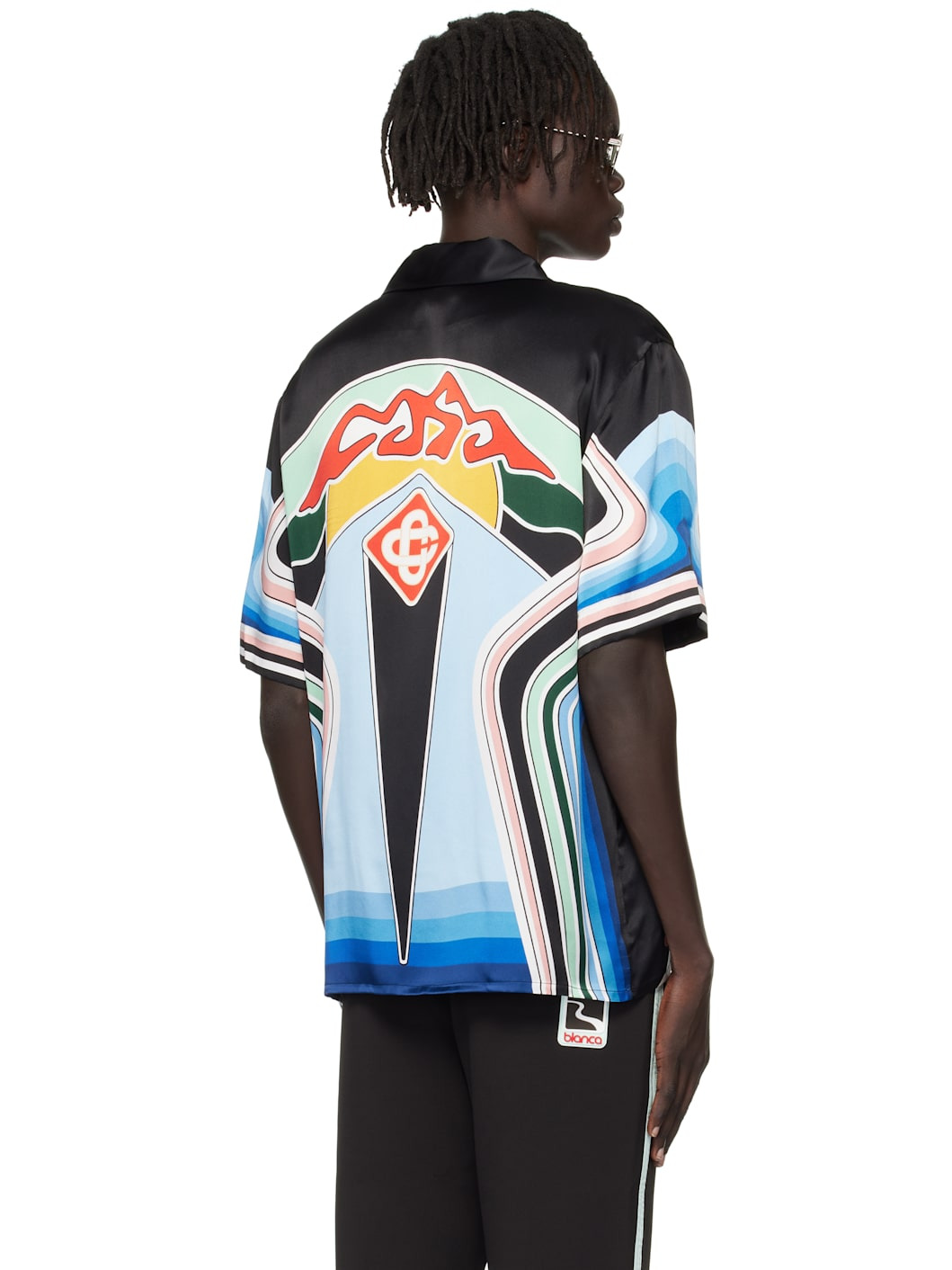 Multicolor Graphic Mountain Short Sleeve Silk Shirt - 3