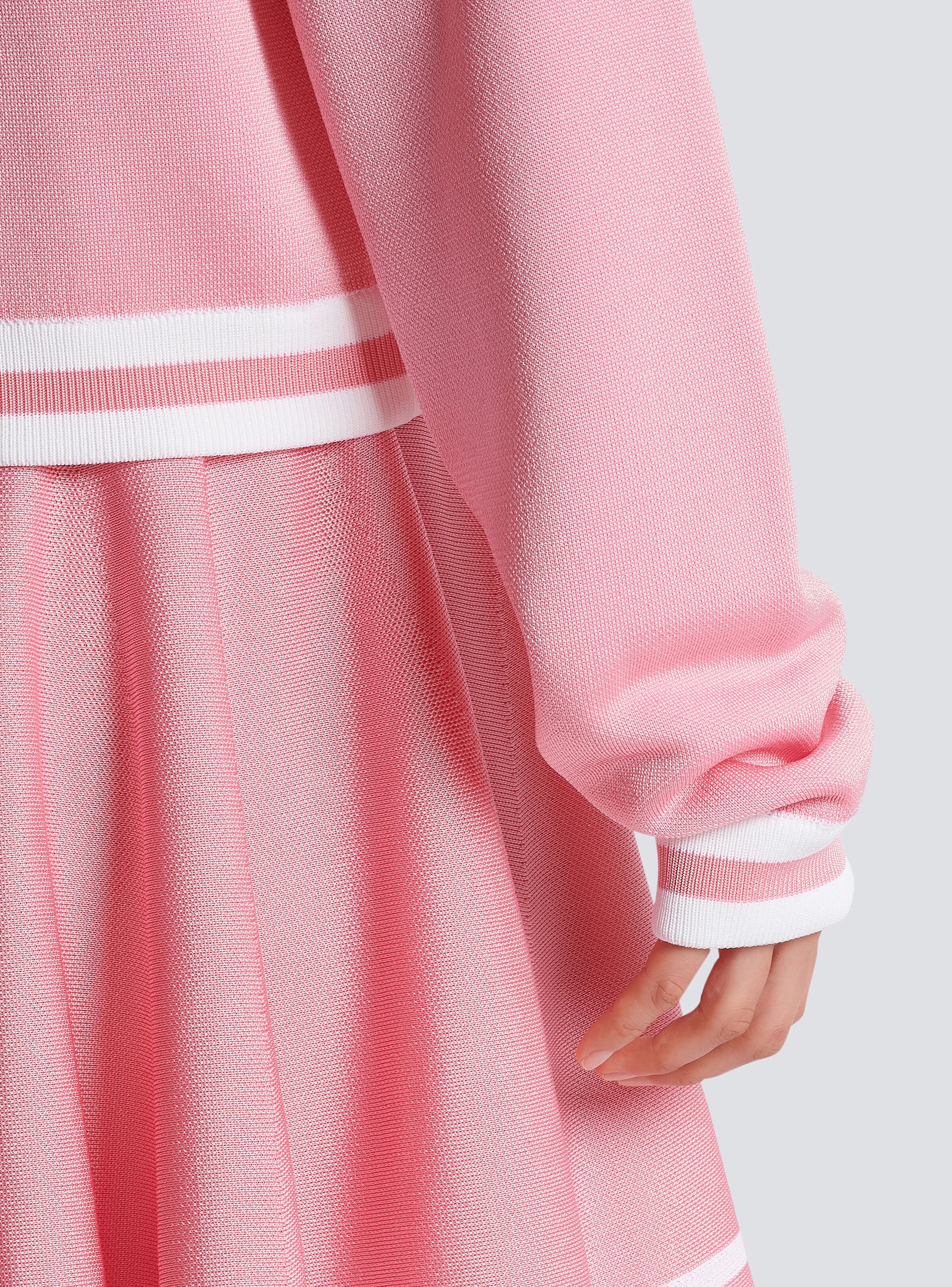 Cropped knitted varsity jacket with striped details - 7
