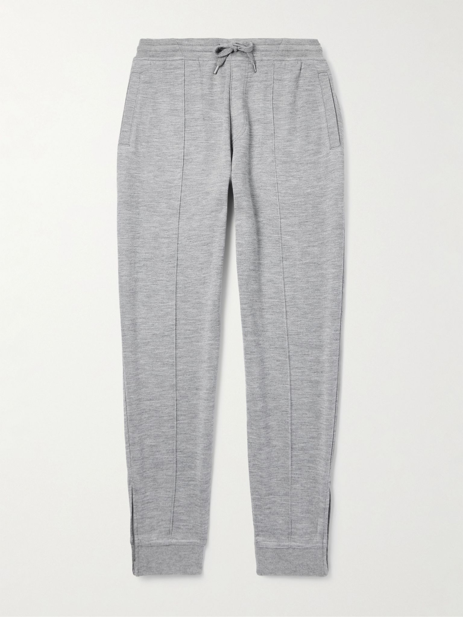 Tapered Pleated Cashmere-Blend Jersey Sweatpants Gray - 1