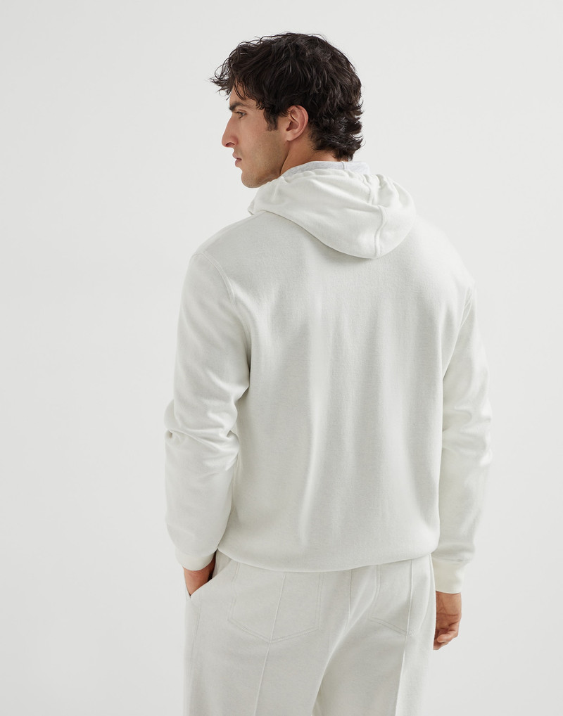 Brunello Cucinelli Cashmere and cotton French terry double cloth hooded sweatshirt with zipper outlook