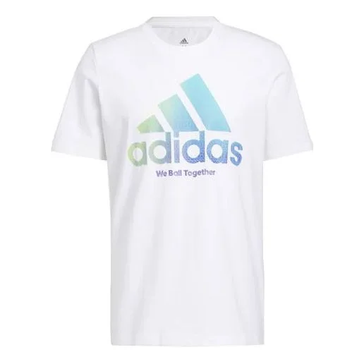 Men's adidas Alphabet Large Logo Round Neck Short Sleeve White T-Shirt HC6903 - 1