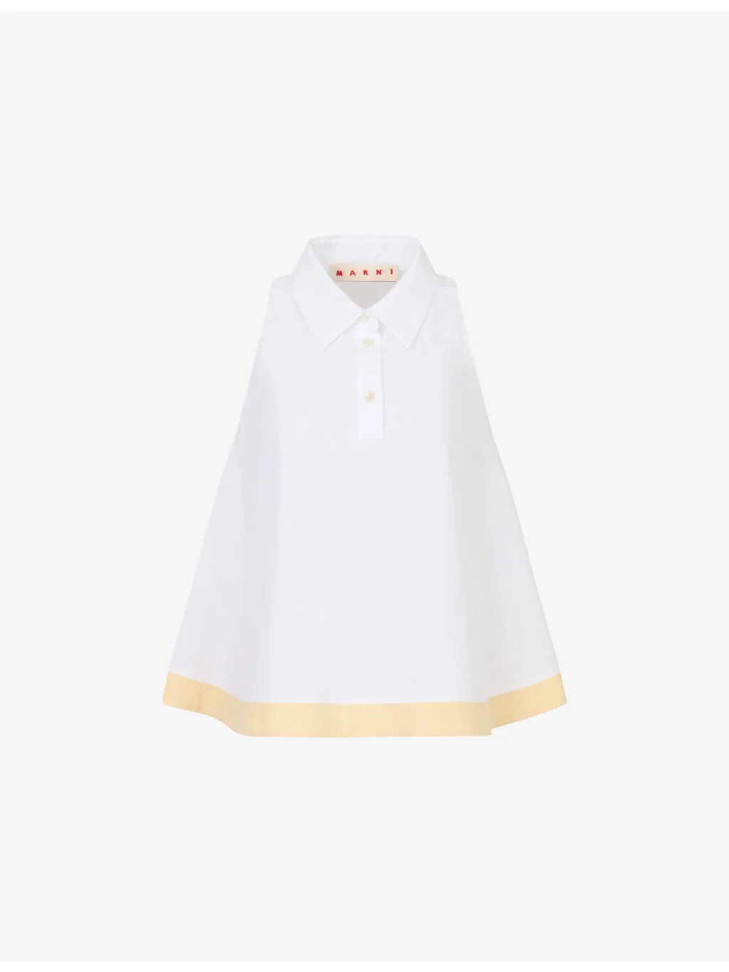 Sleeveless Cotton-Poplin Polo Top - 1