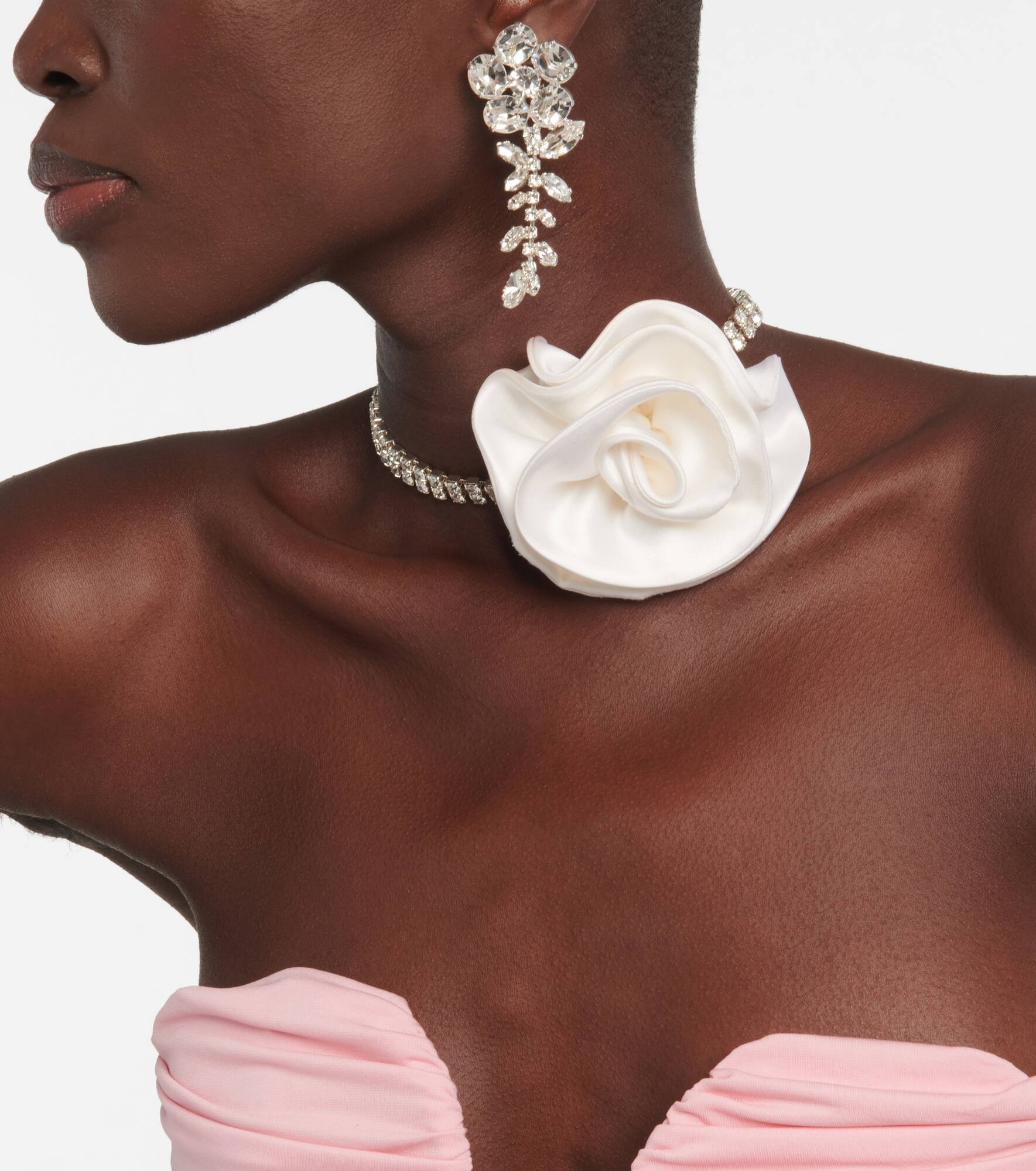 Floral-appliqué crystal-embellished choker - 3