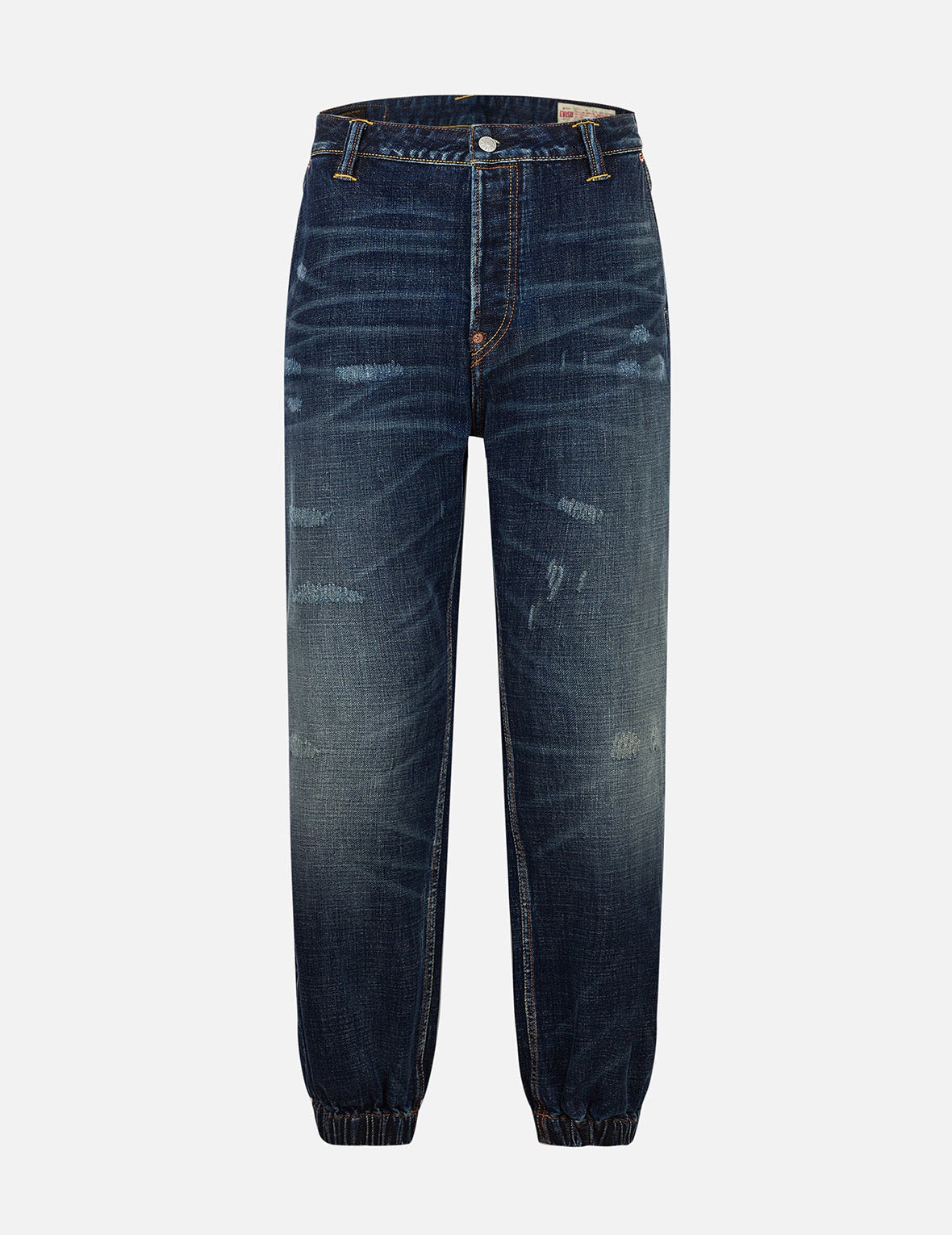 Graffiti-Style Seagull and Logo Print Straight Fit Denim Joggers - 2