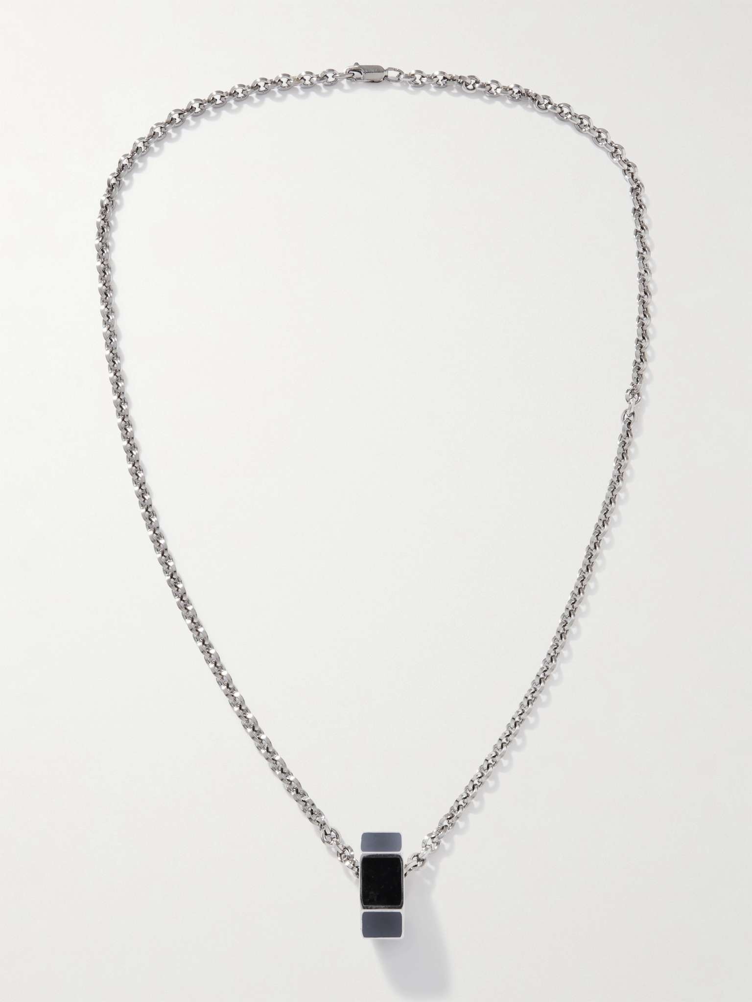 Platinum-Plated Silver Enamel Pendant Necklace - 4