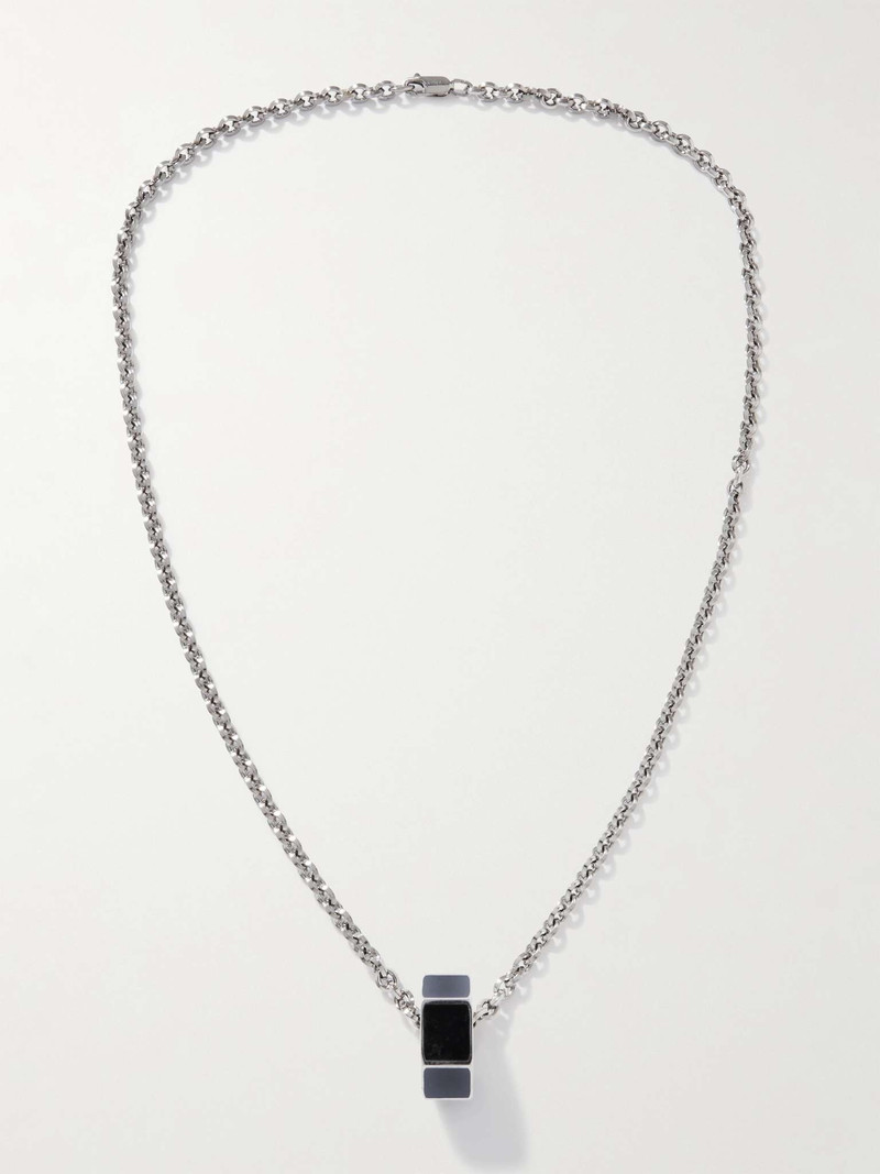 Platinum-Plated Silver Enamel Pendant Necklace 4