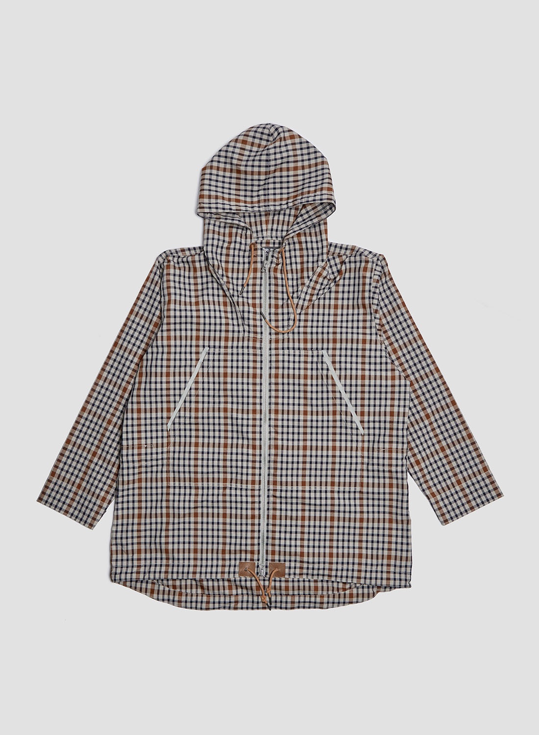 Zip Smock in Stone Check - 1