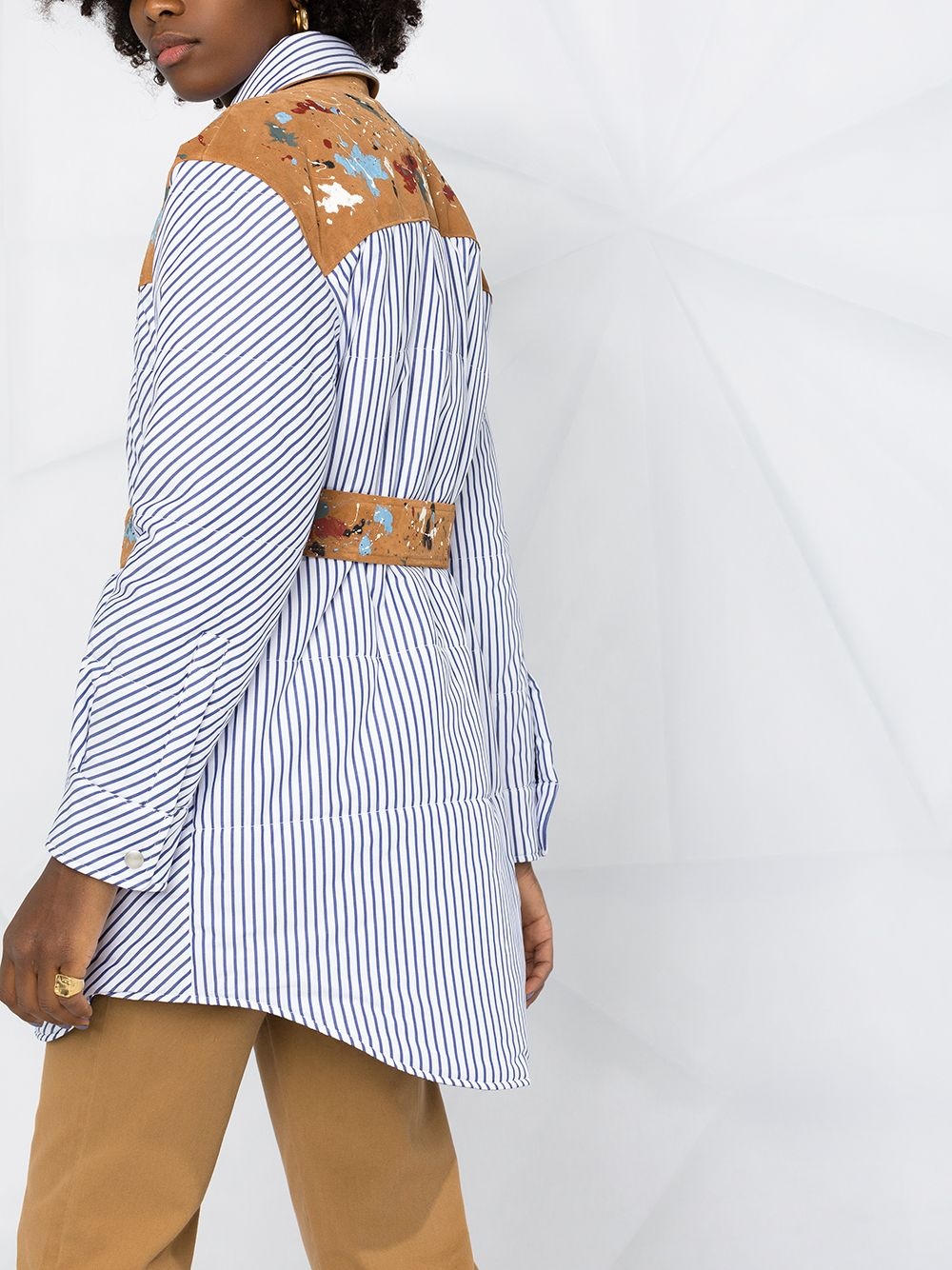 vertical-stripe padded shirt jacket - 5