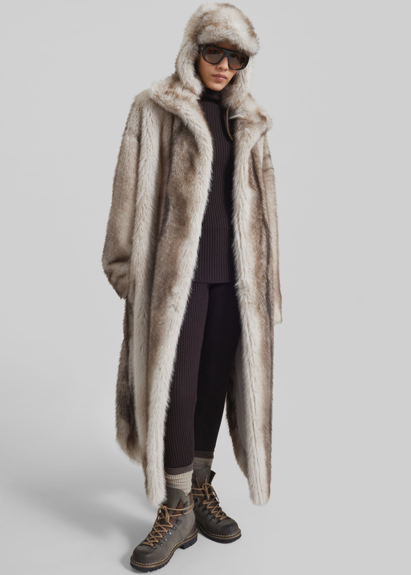 Freccia Faux Fur Aviator Hat - Grey 3