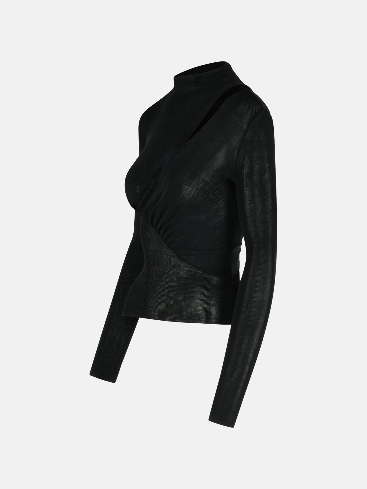 'CUT OUT' BLACK VISCOSE TOP - 2