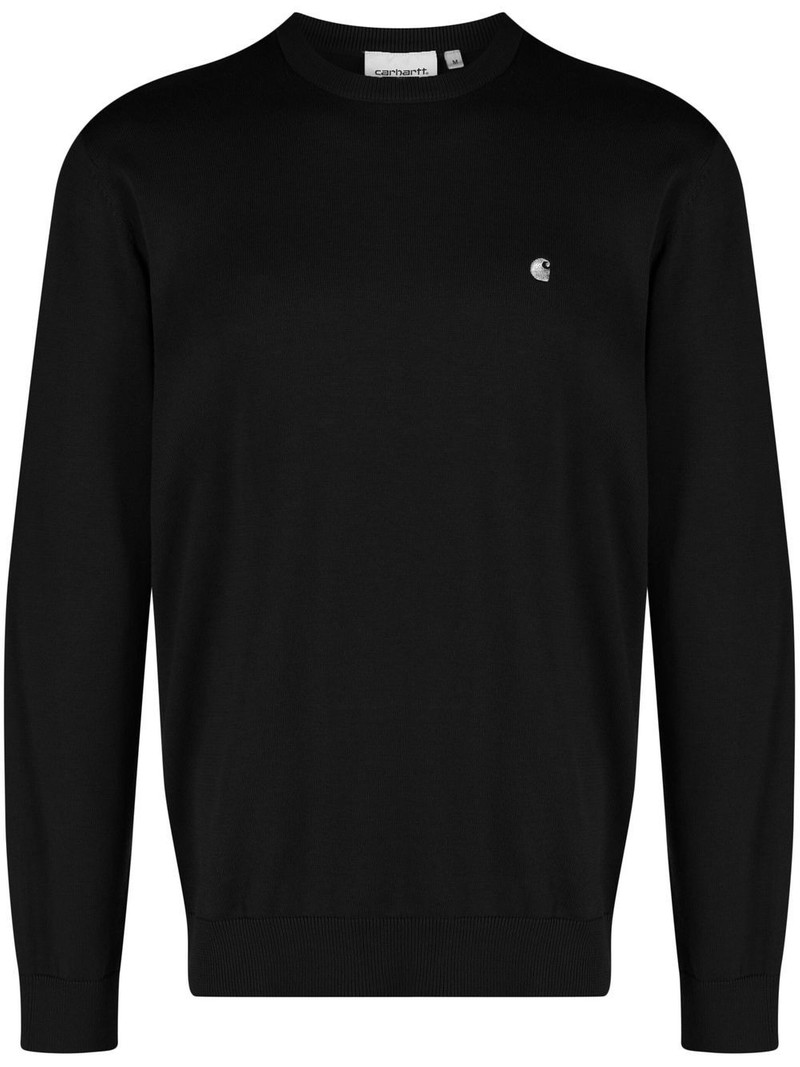 logo-embroidered crew neck jumper 1