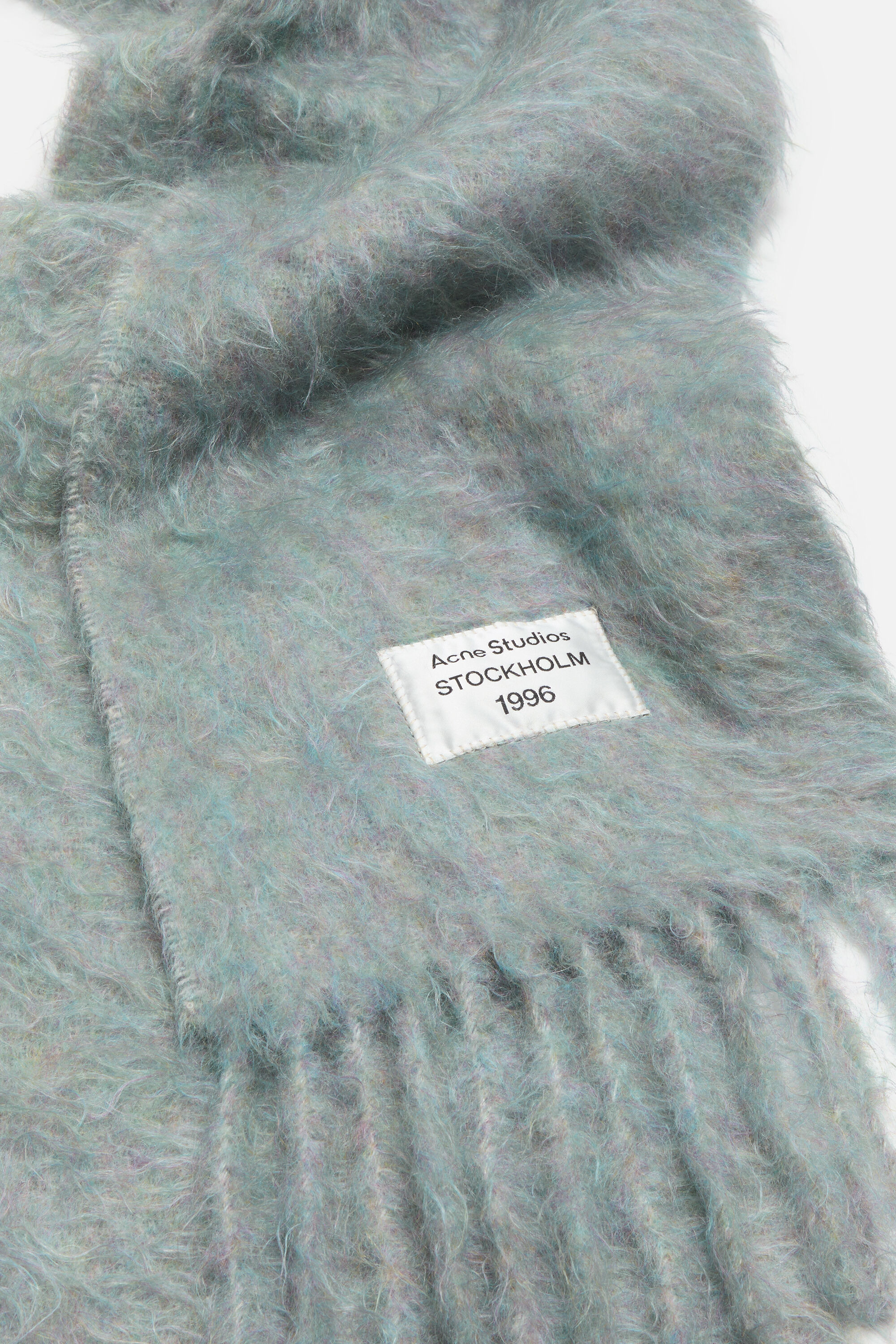 Wool scarf with logo - Light Blue Melange - 2