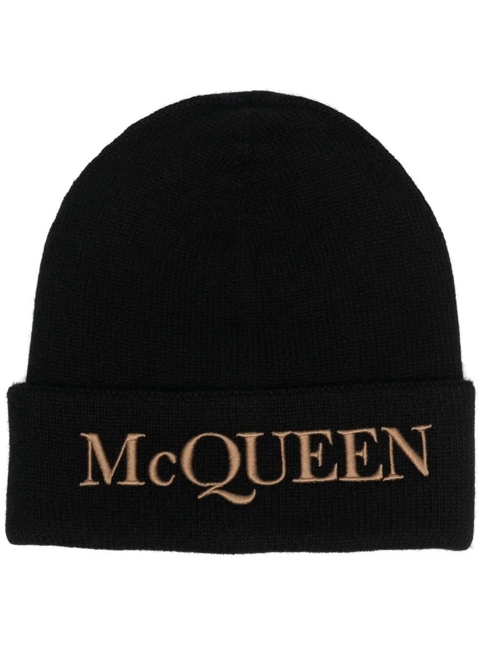 embroidered-logo ribbed beanie - 1