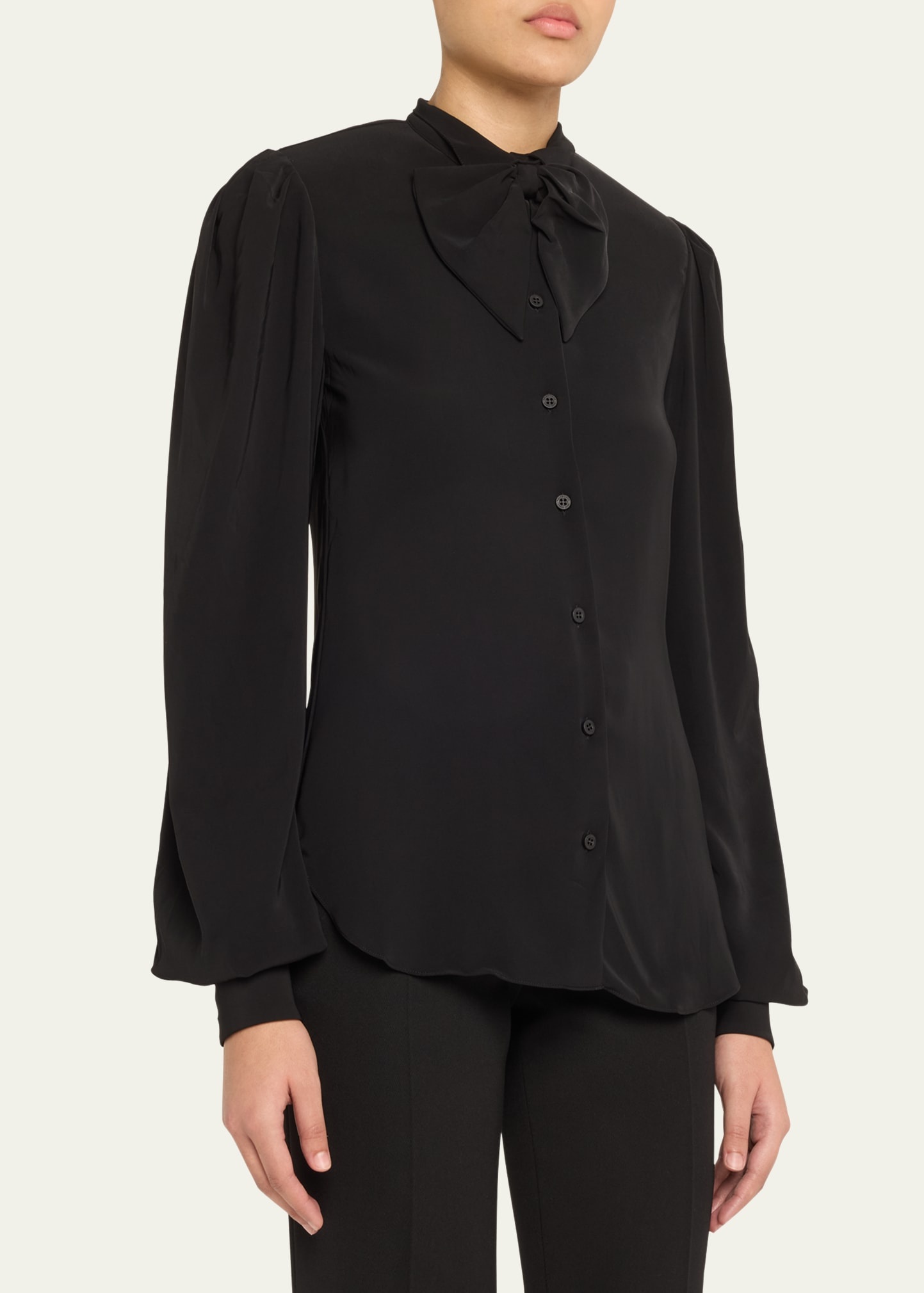 Bow Button Down Blouse - 4