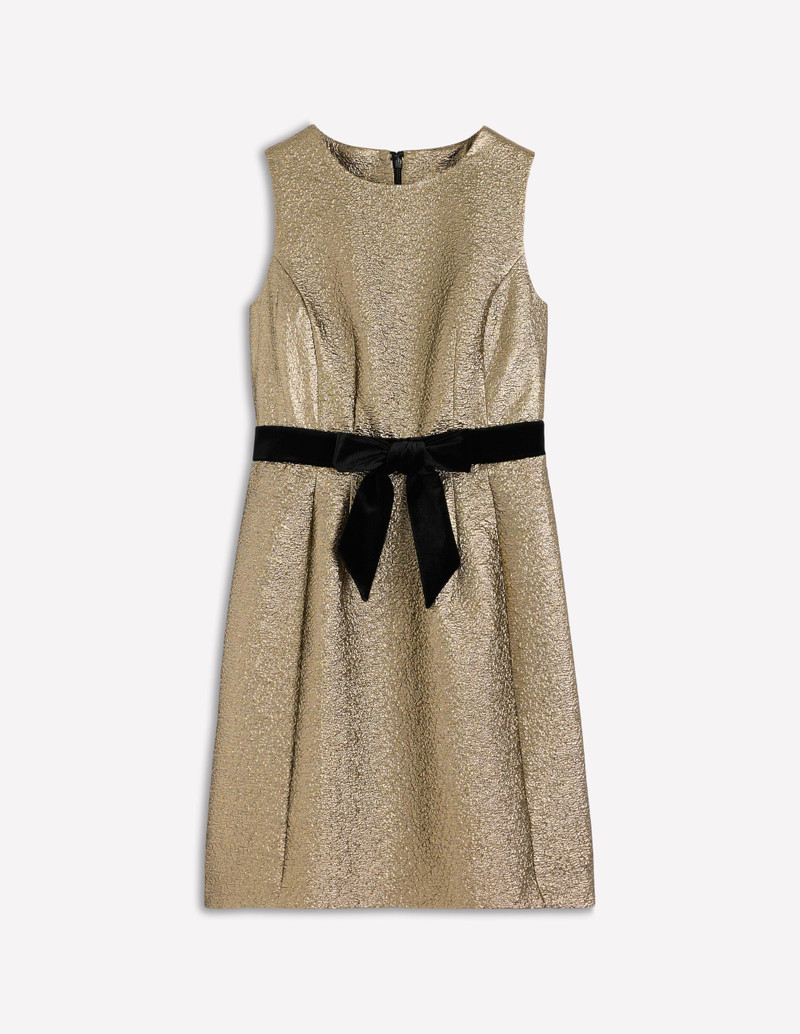 Gold Metallic Shift Dress-Gold Metallic 1
