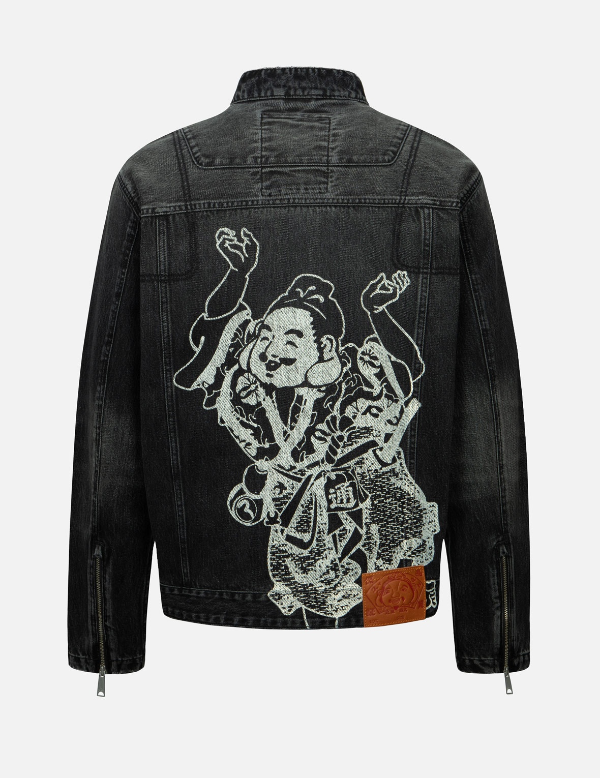GODHEAD PRINT RELAX FIT BIKER DENIM JACKET - 2