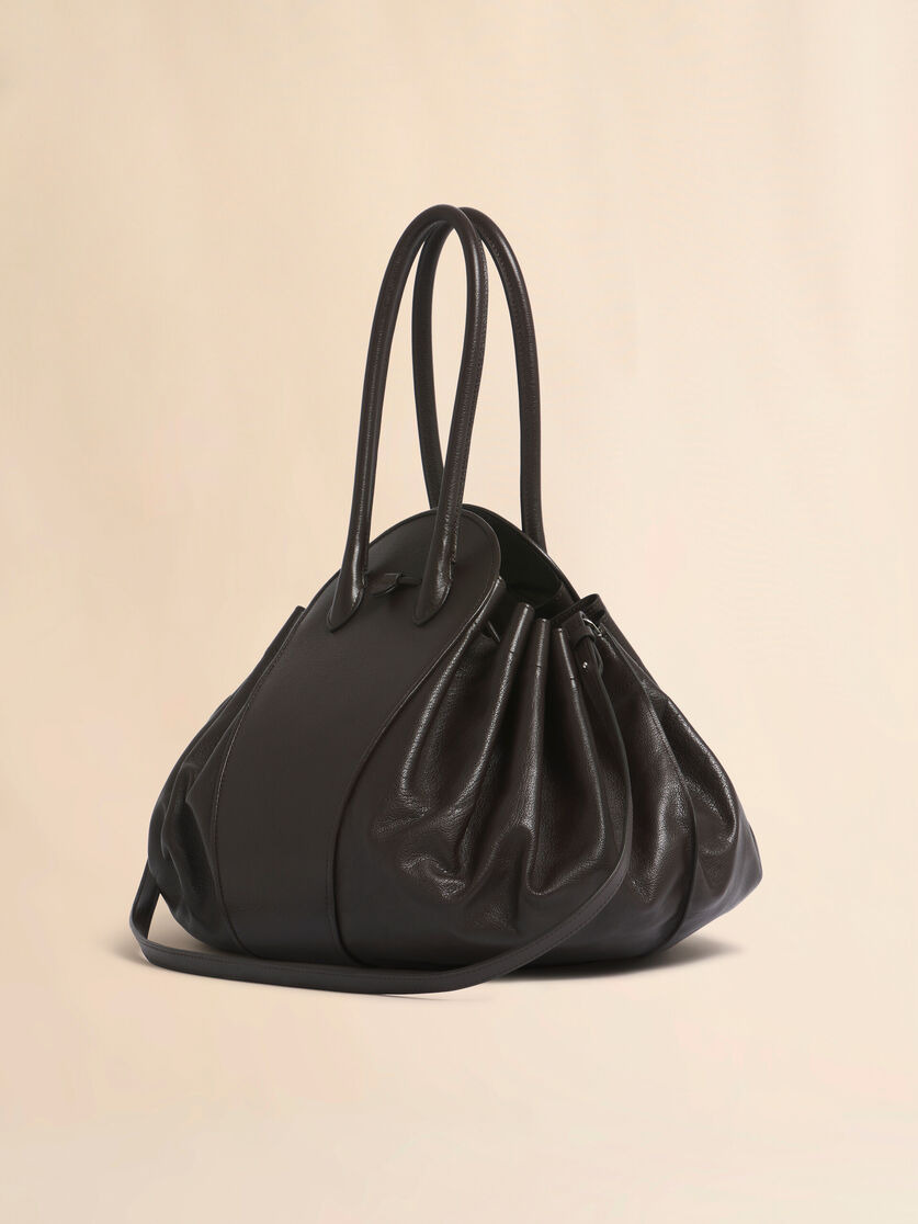 BROWN LEATHER TULIPEA LARGE HANDBAG - 3