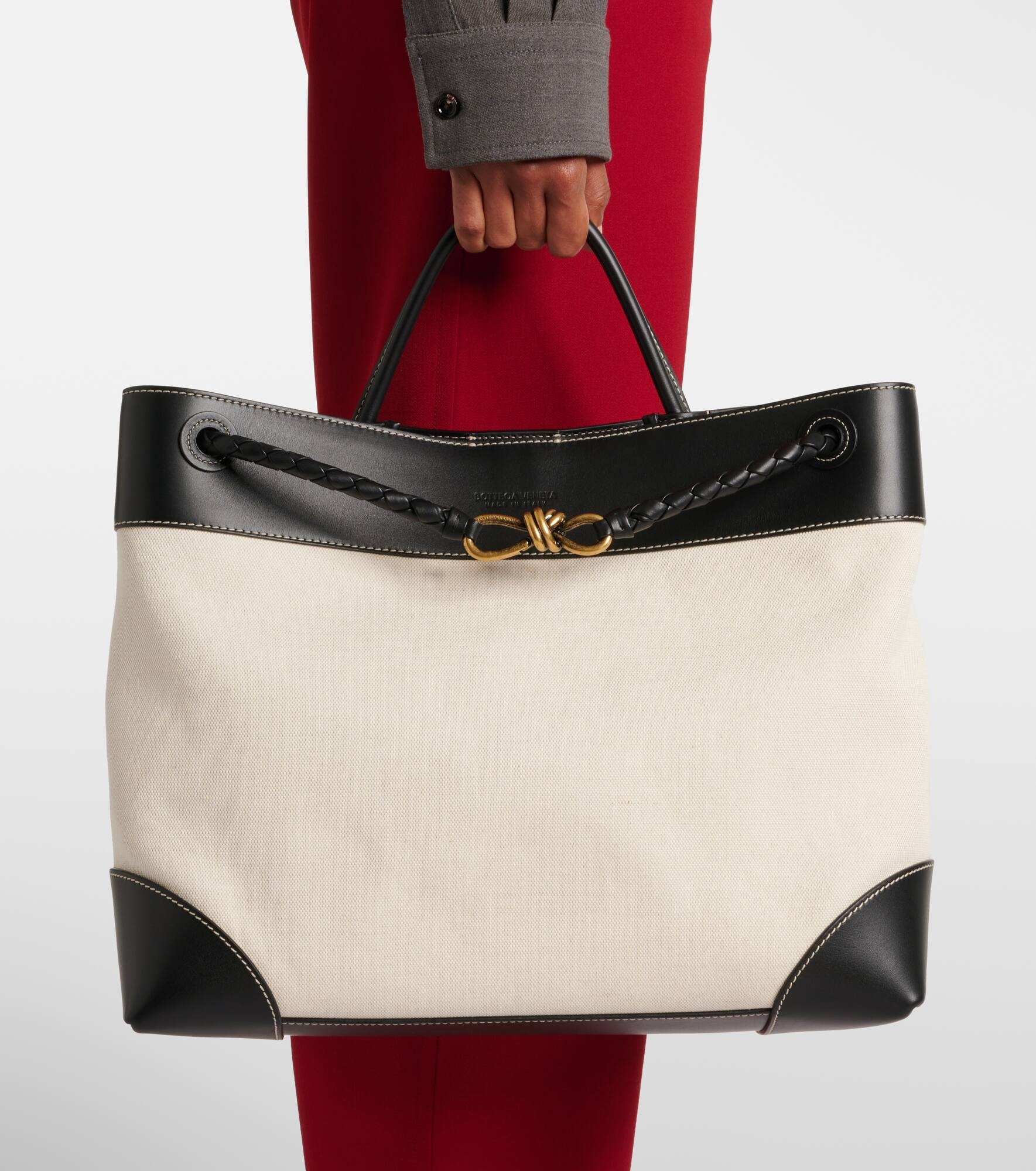 Andiamo Large leather-trimmed canvas tote bag - 2