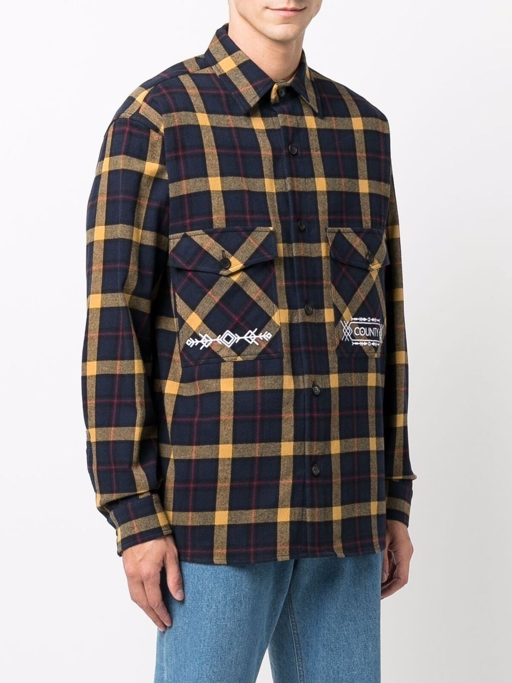 folk check pattern shirt - 3