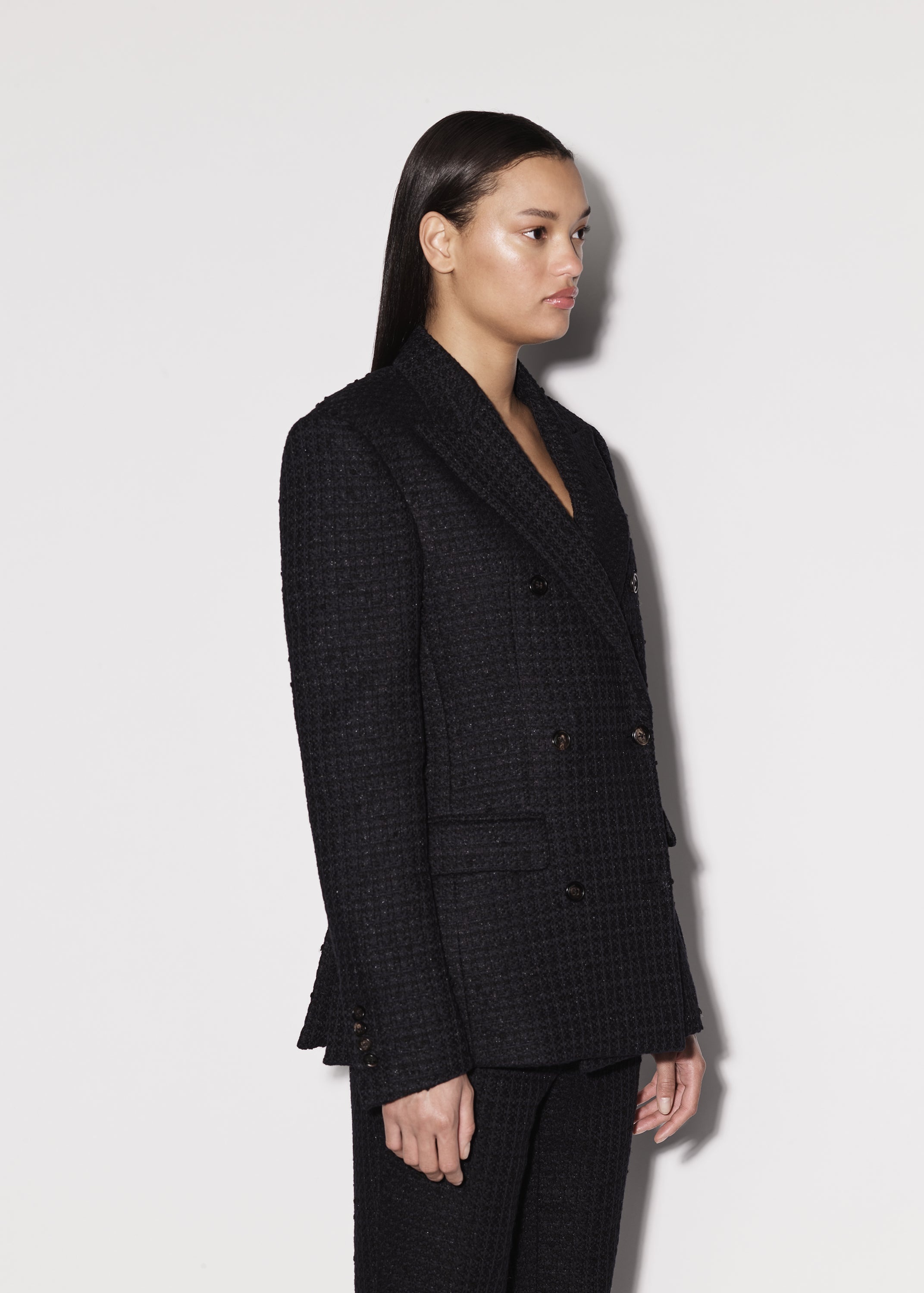 OVERSIZED BOUCLE DOUBLE BREASTED BLAZER - 4