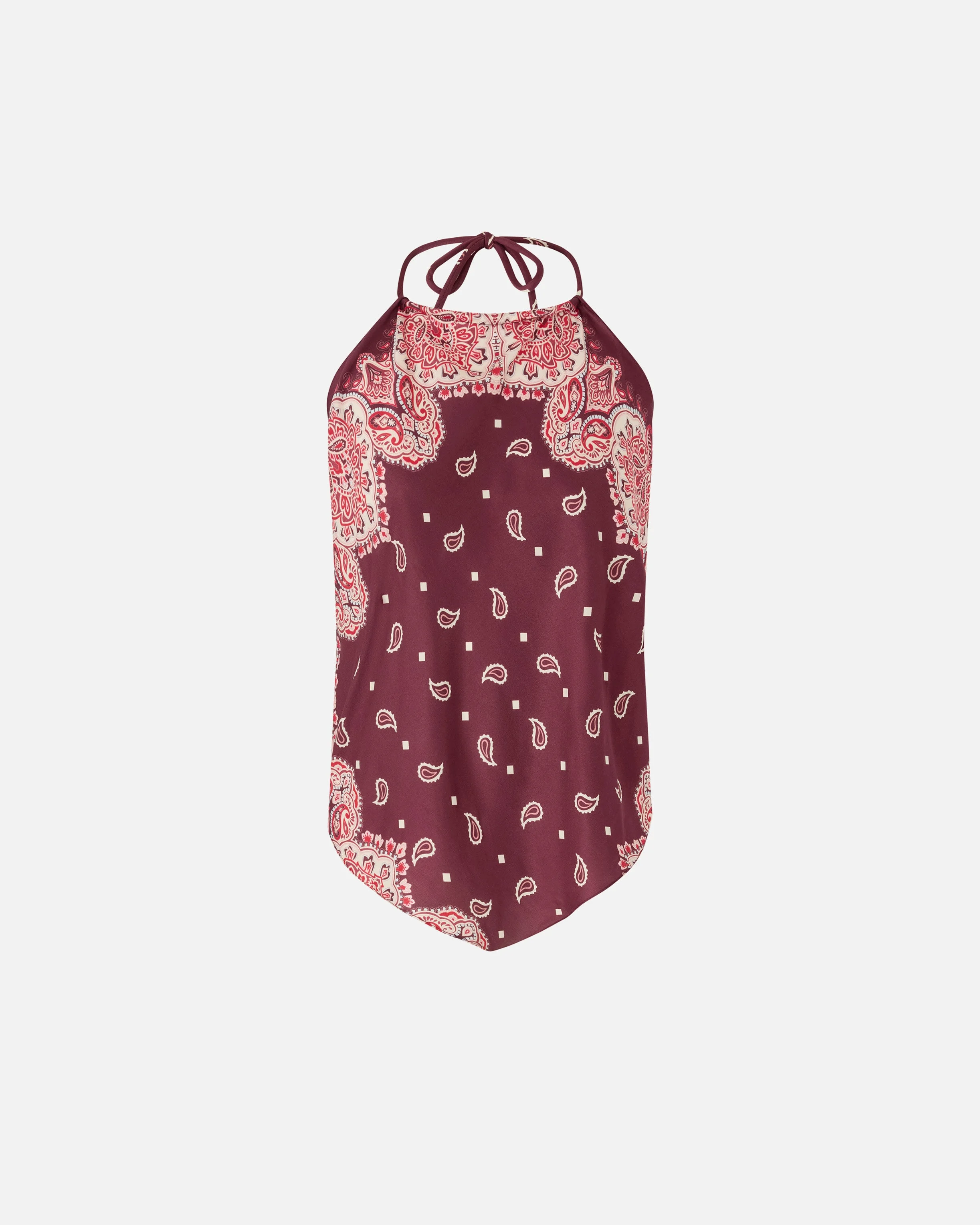 BEACH COVER-UP TOP WITH TIES AND BANDANA PRINT - 1