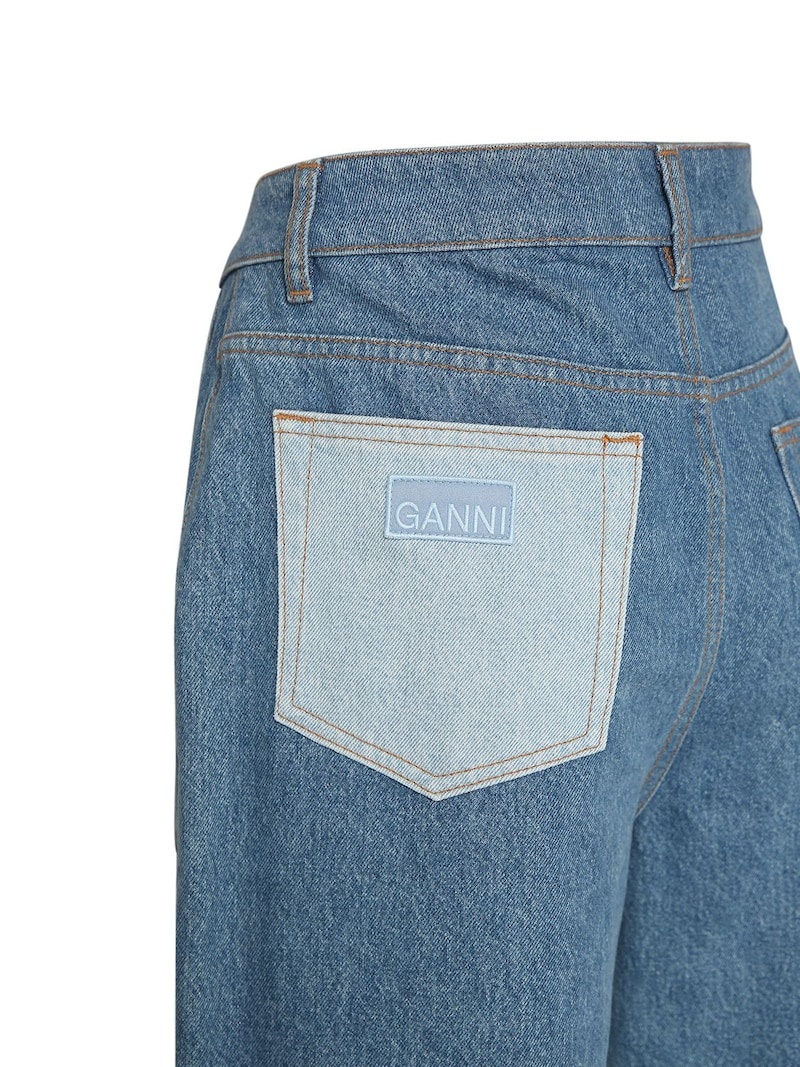 High rise cotton denim cargo jeans - 4