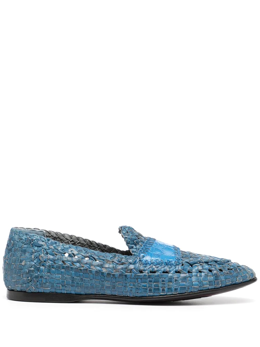 woven-effect slip-on loafers - 1