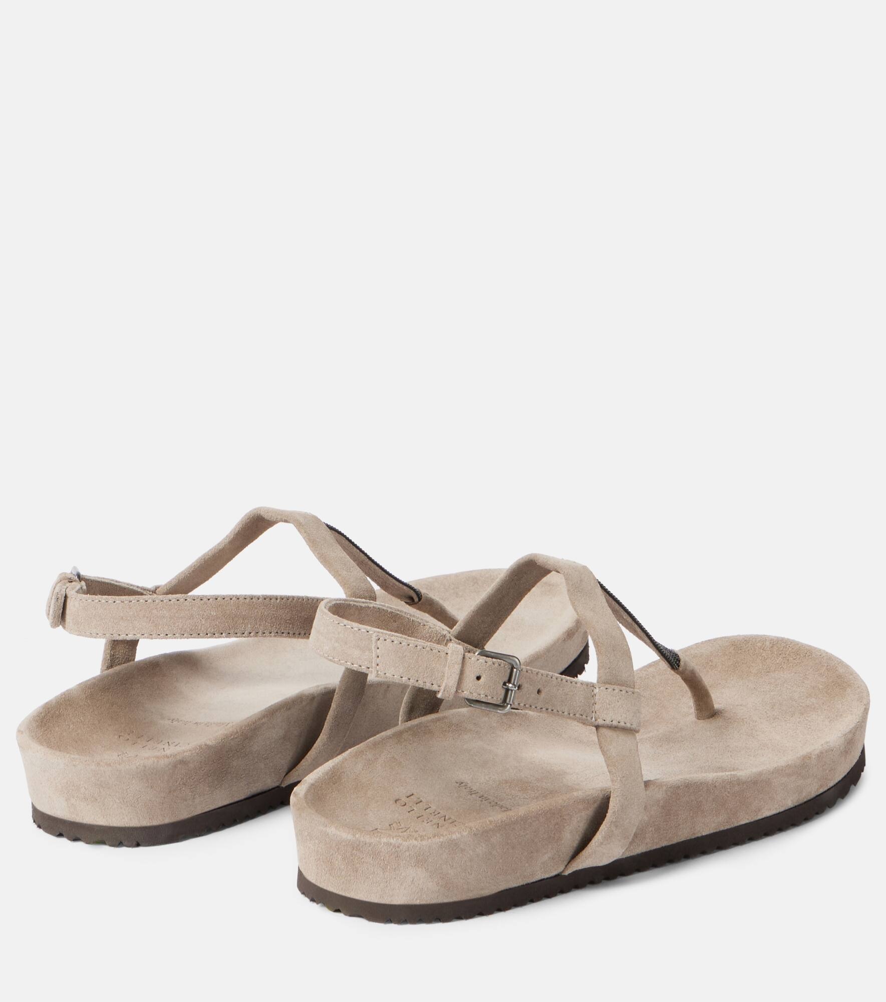 Embellished suede thong sandals - 3