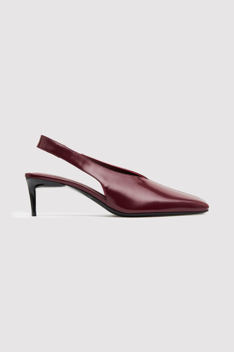 Square Toe Sling Back Heel - Plum - 1
