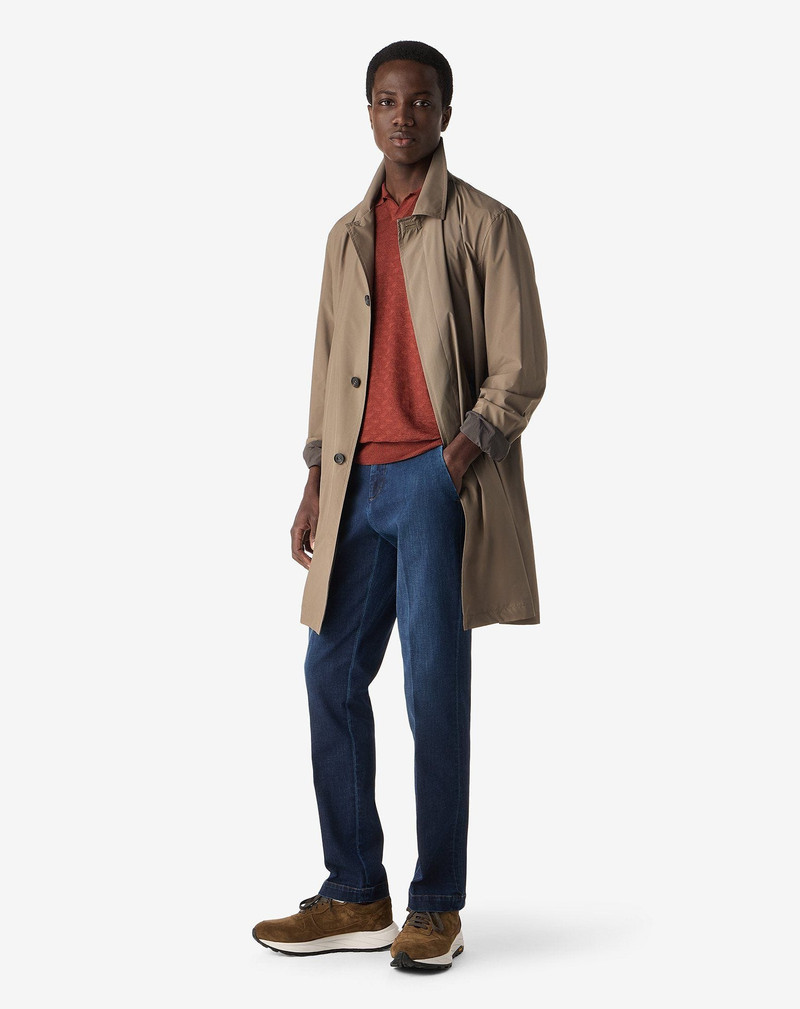 CORNELIANI Navy blue denim chino trousers 9 oz outlook