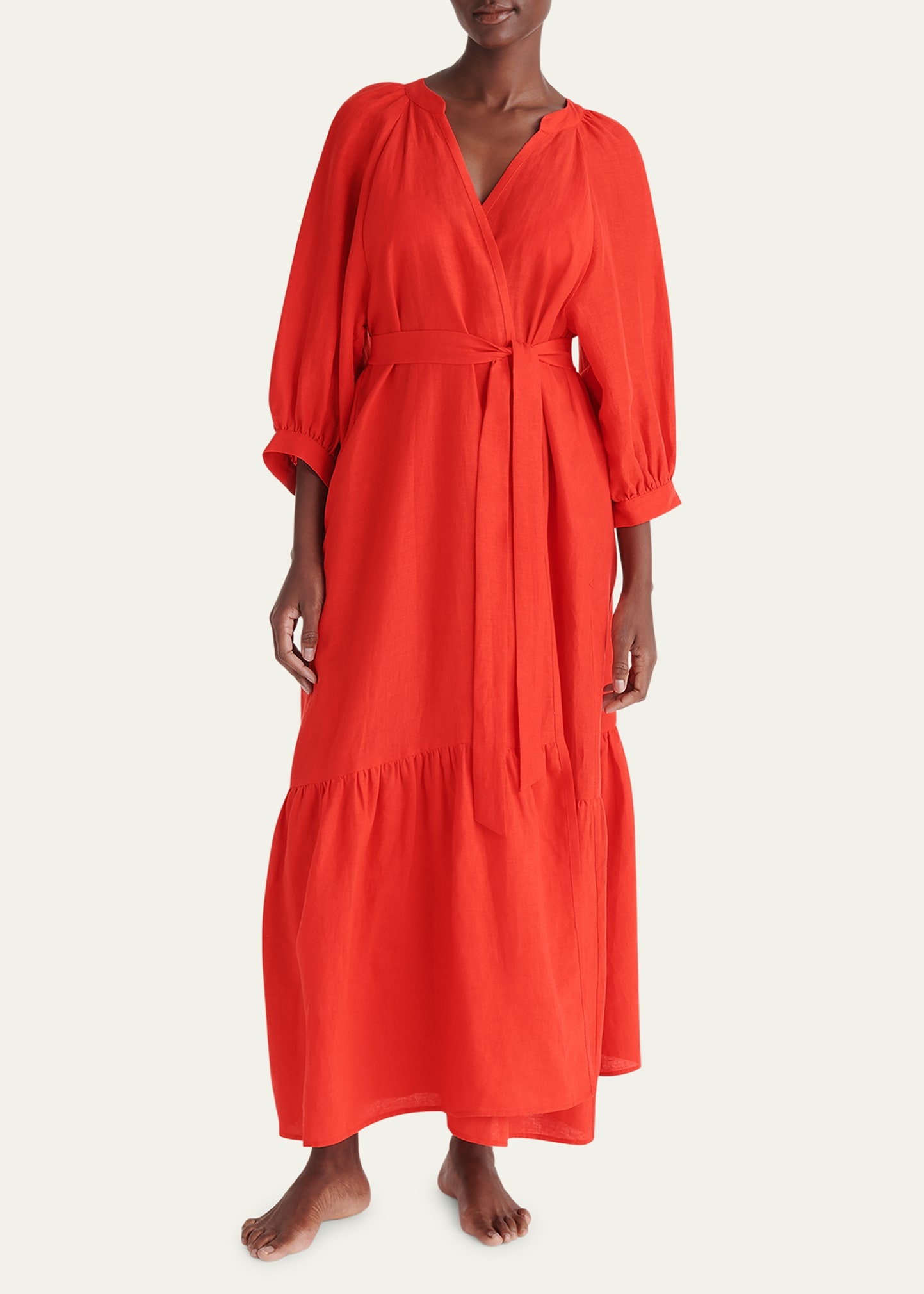 Joie Maxi Linen Wrap Dress - 5