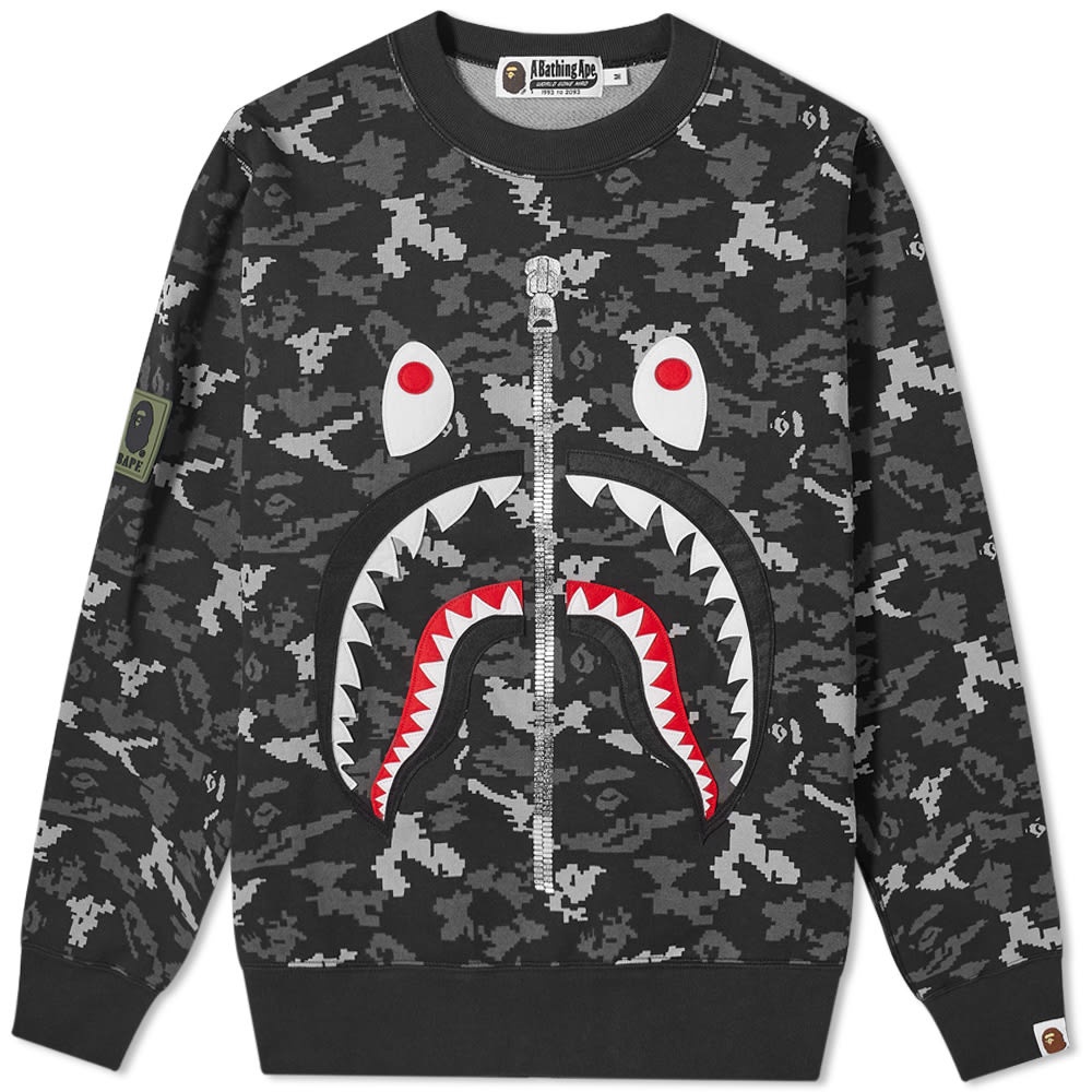 A Bathing Ape Digital Camo Shark Crew Sweat - 1