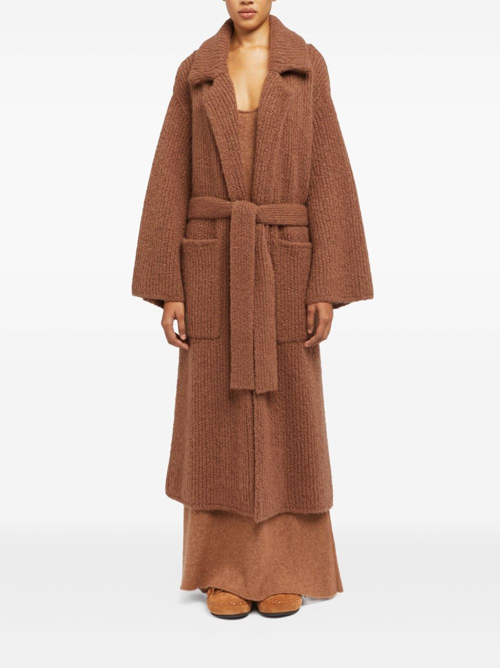 ribbed belted coat - 2